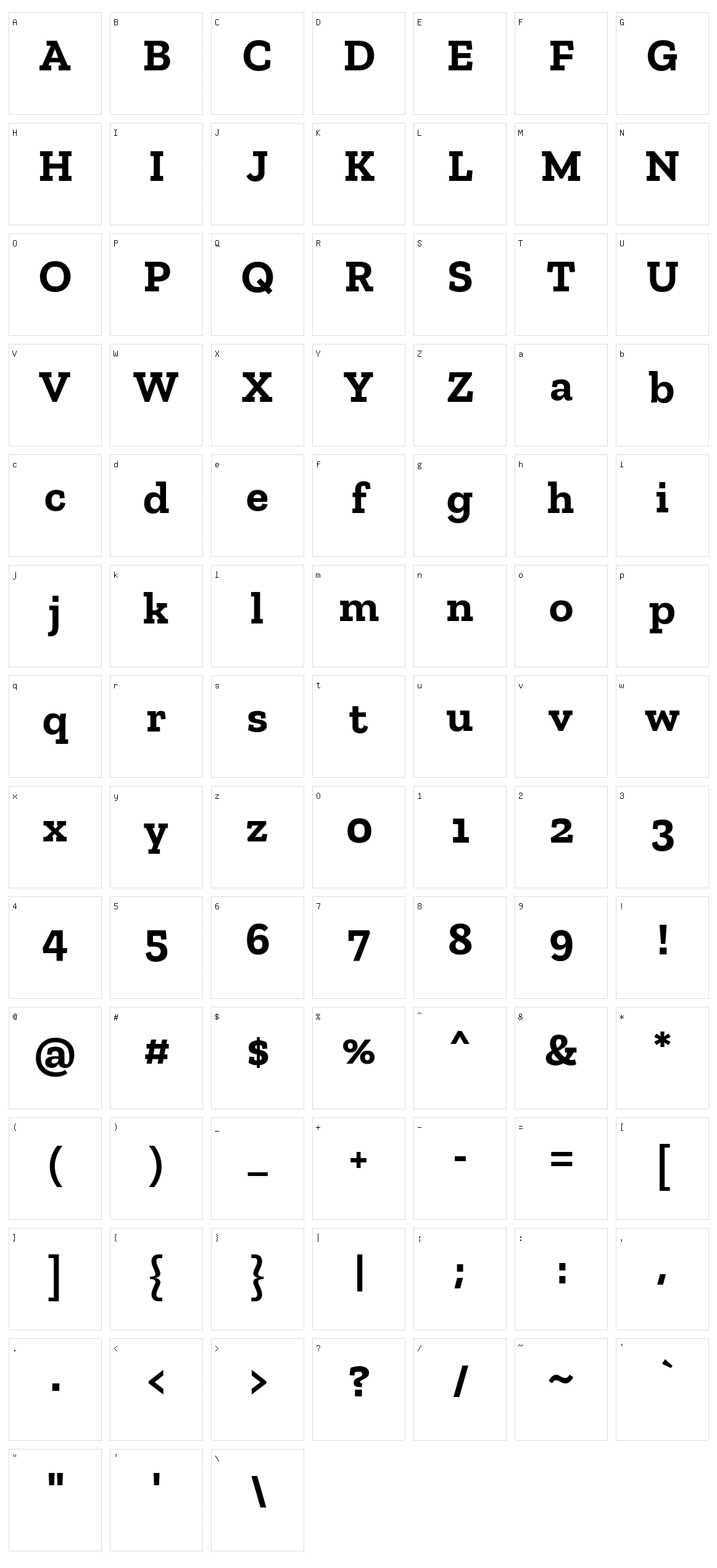Zilla slab Character Set