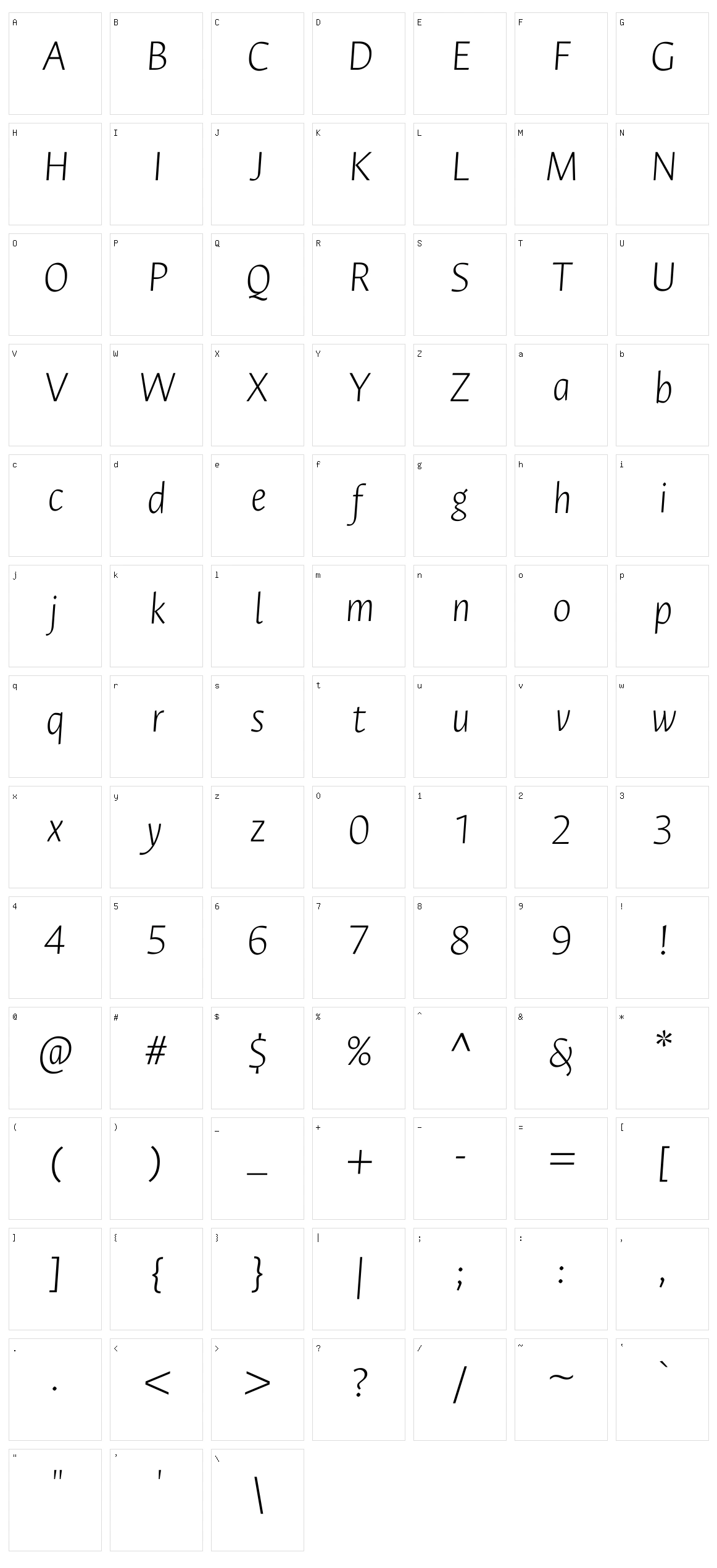 Ancizar Sans Character Set