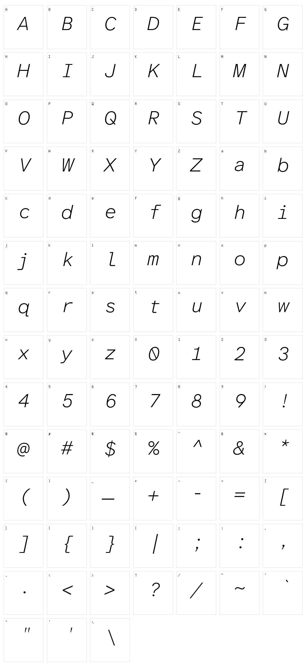 Atkinson Hyperlegible Mono Character Set