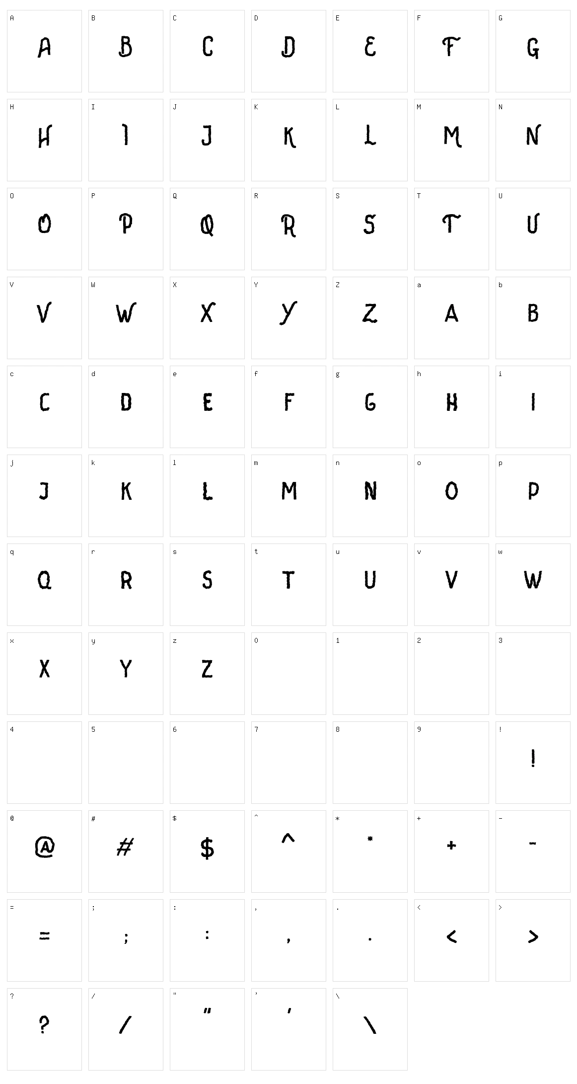 Creeplens Character Set