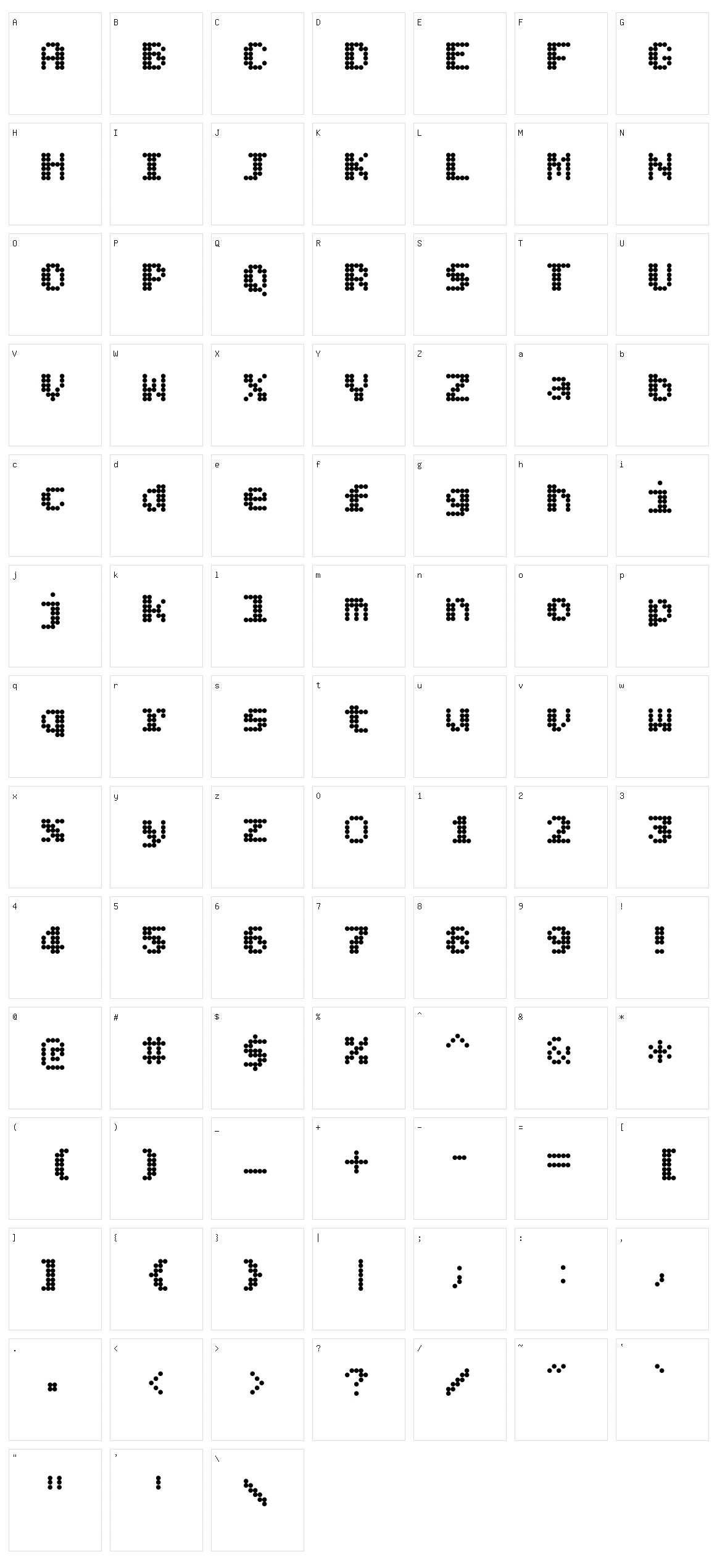 Bitcount Ink Character Set