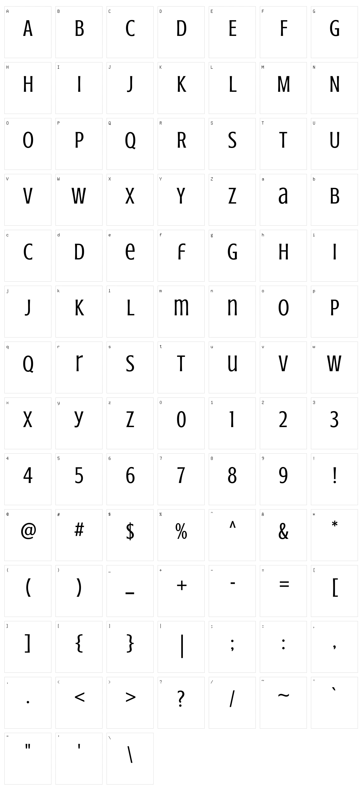 Crushed Character Set