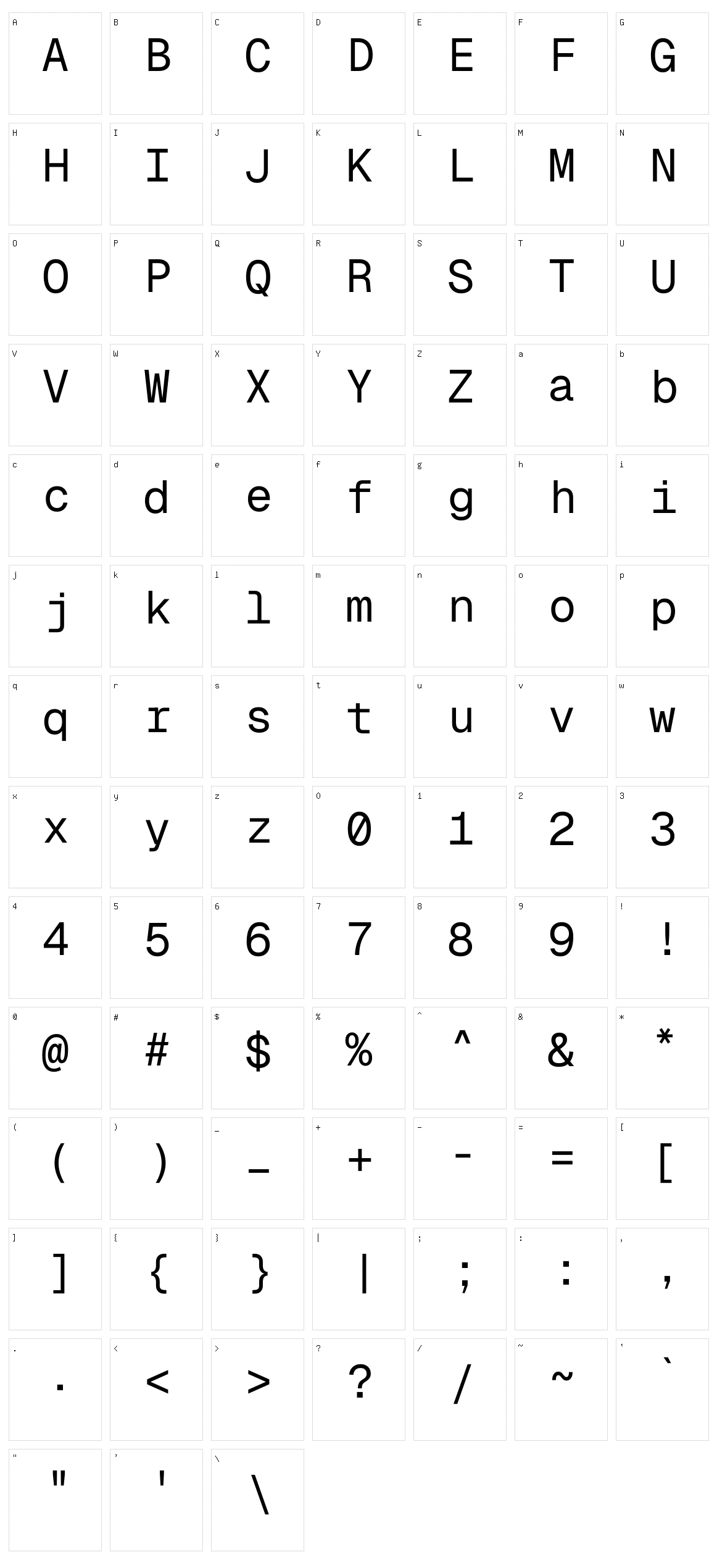 Geist Mono Character Set