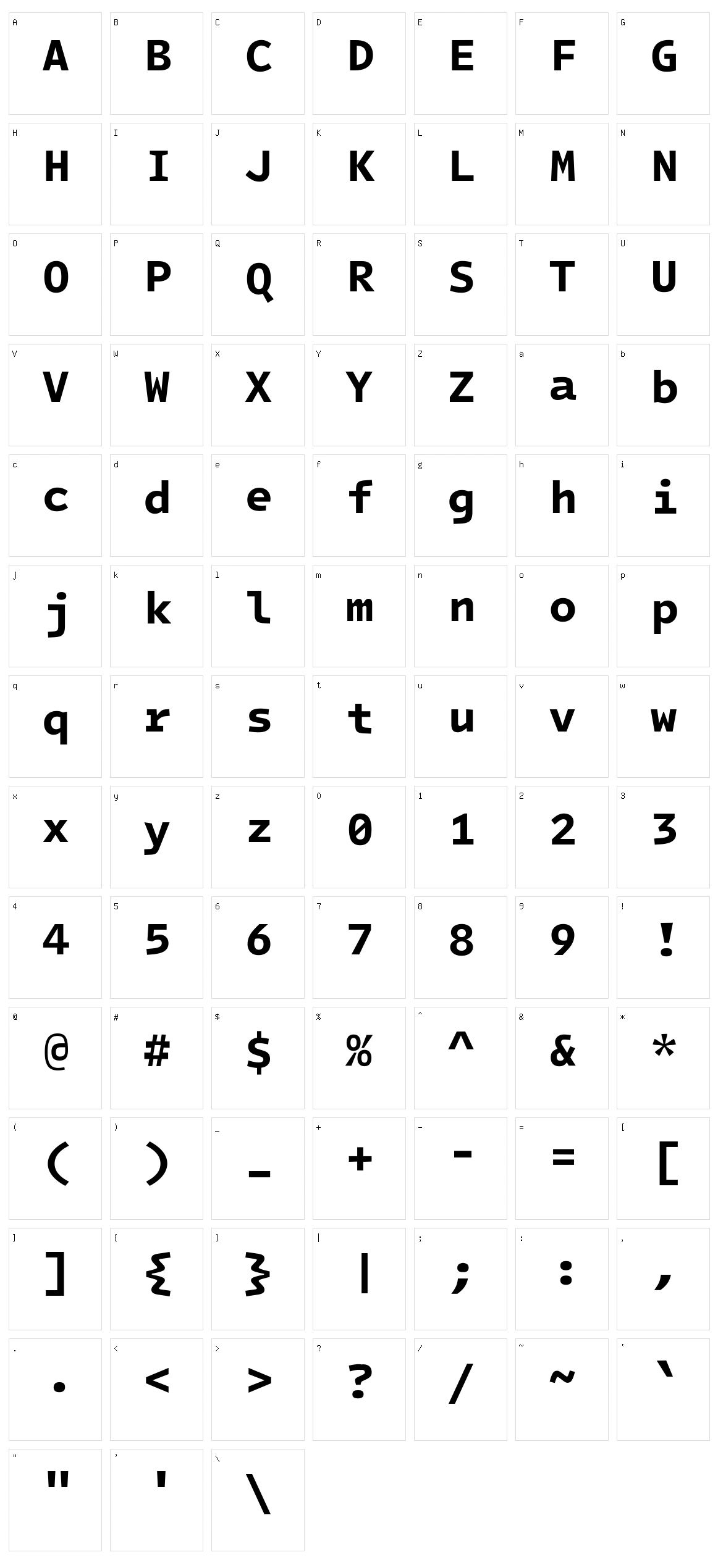 Intel One Mono Character Set