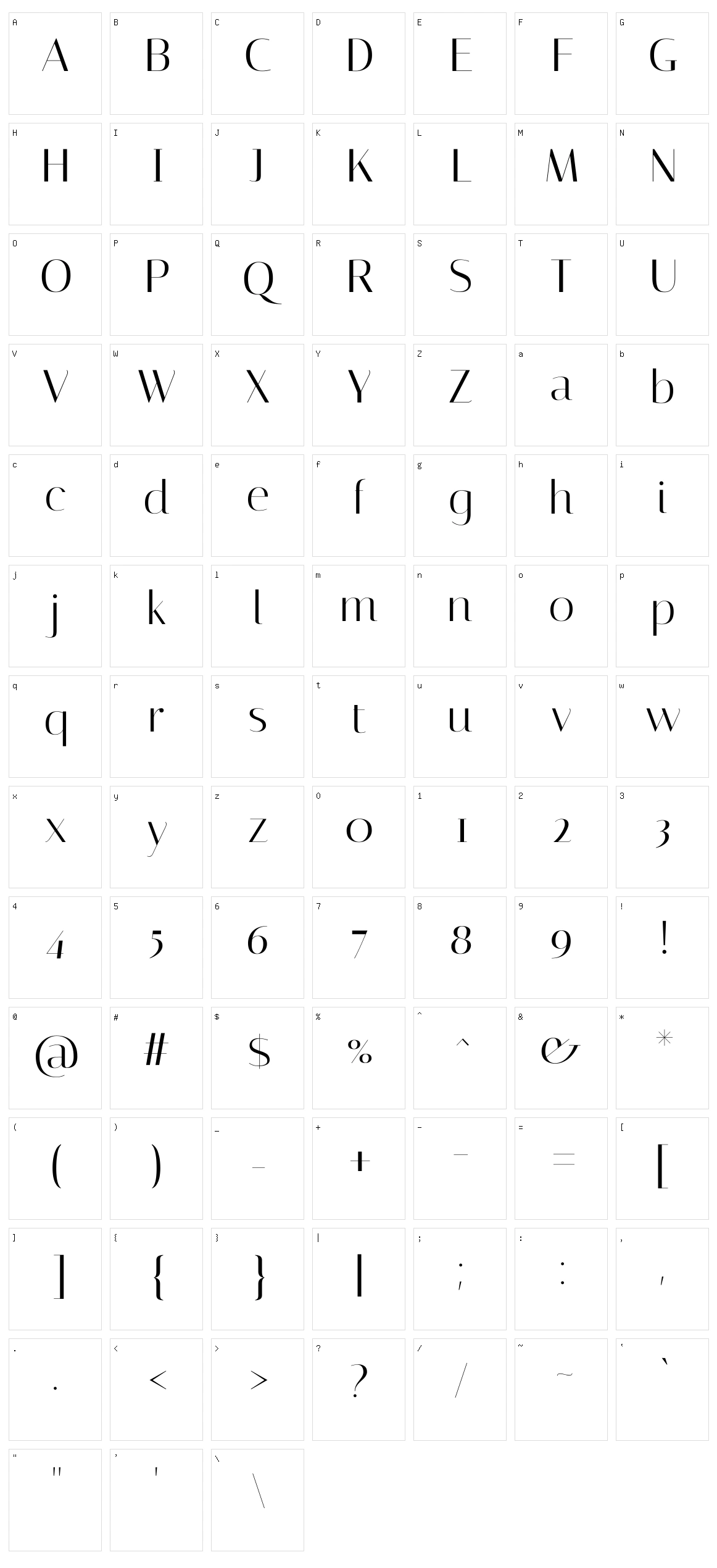 Italiana Character Set