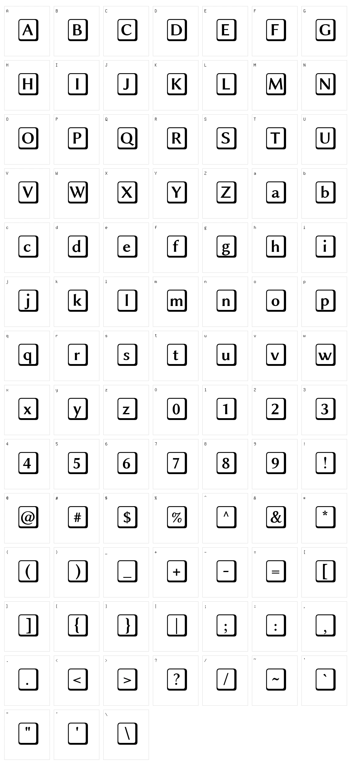 Libertinus Keyboard Character Set