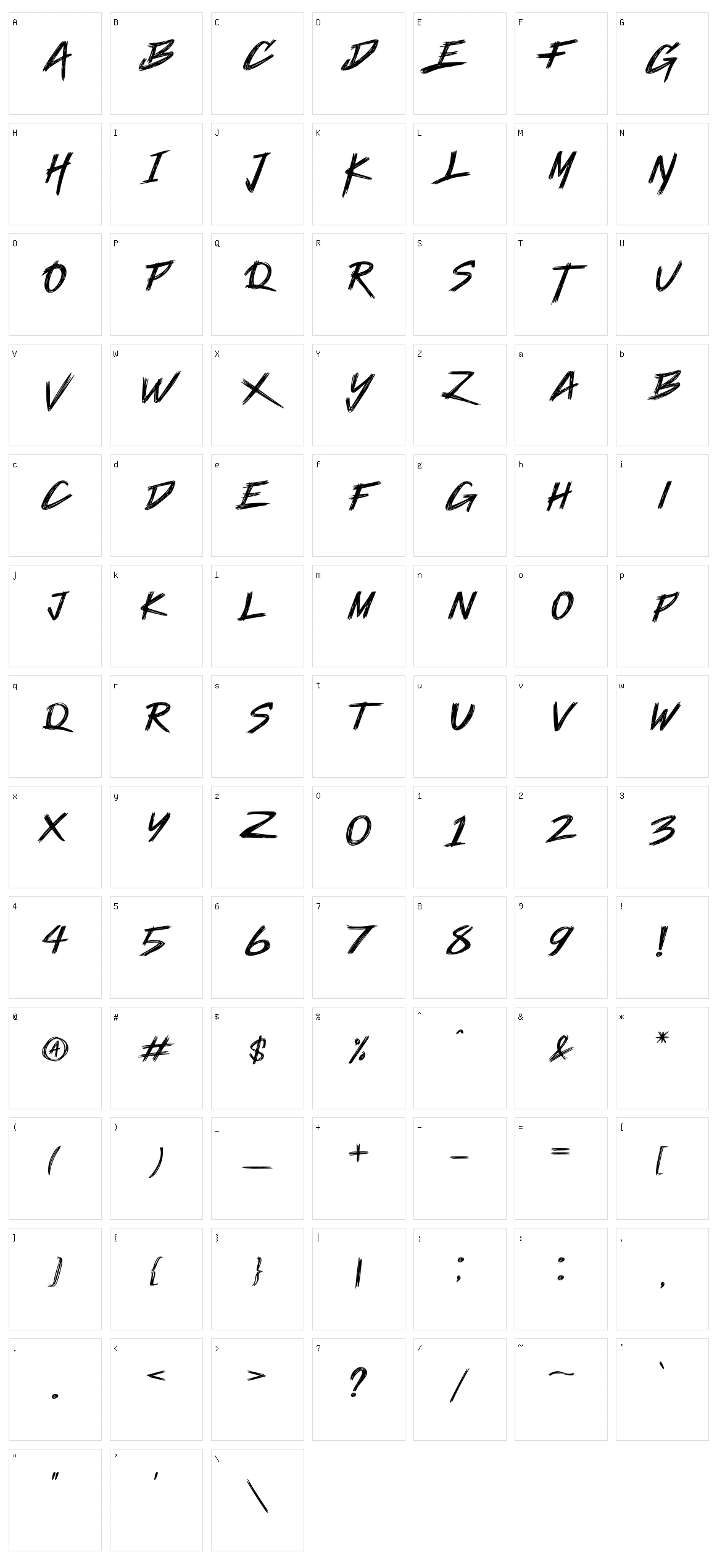Rockinline Character Set