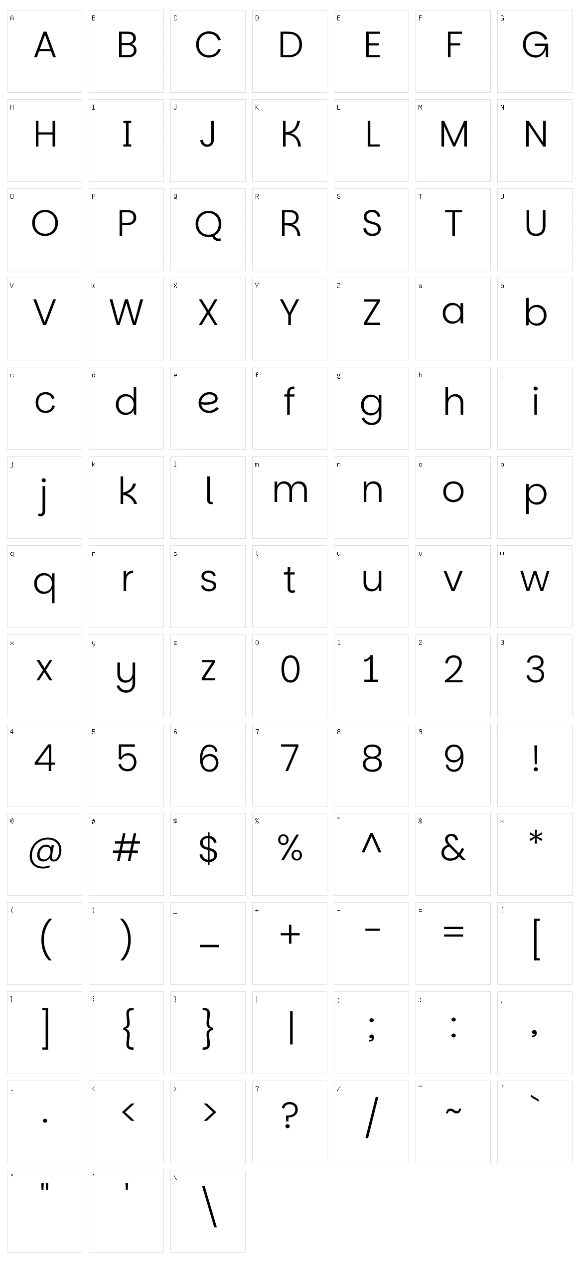 Parkinsans Character Set