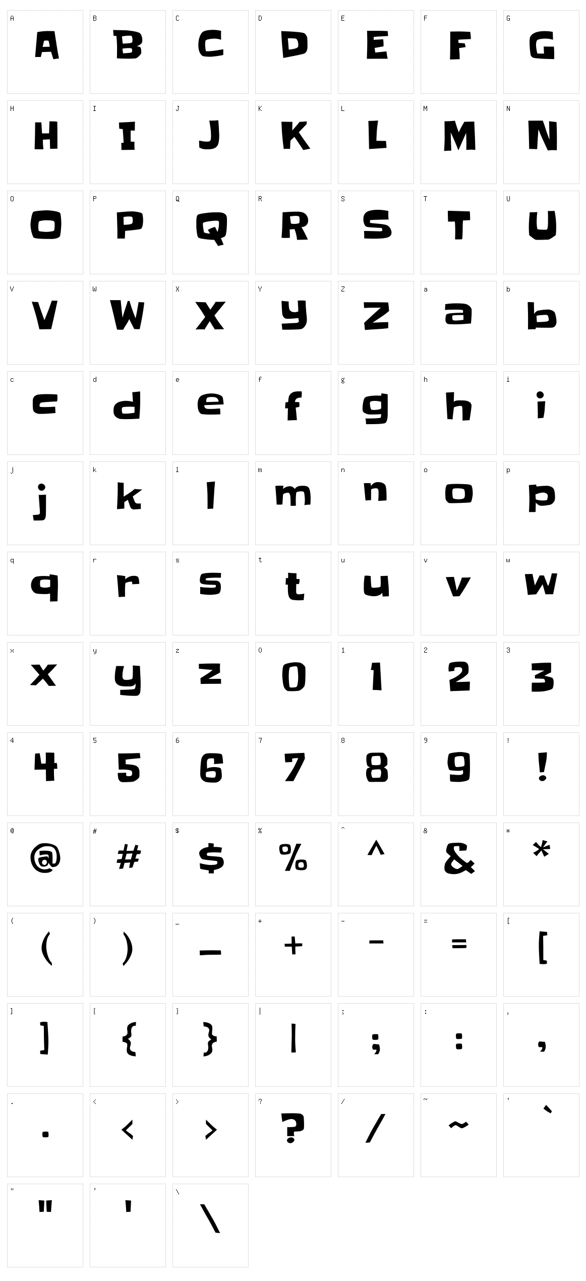 Slackey Character Set