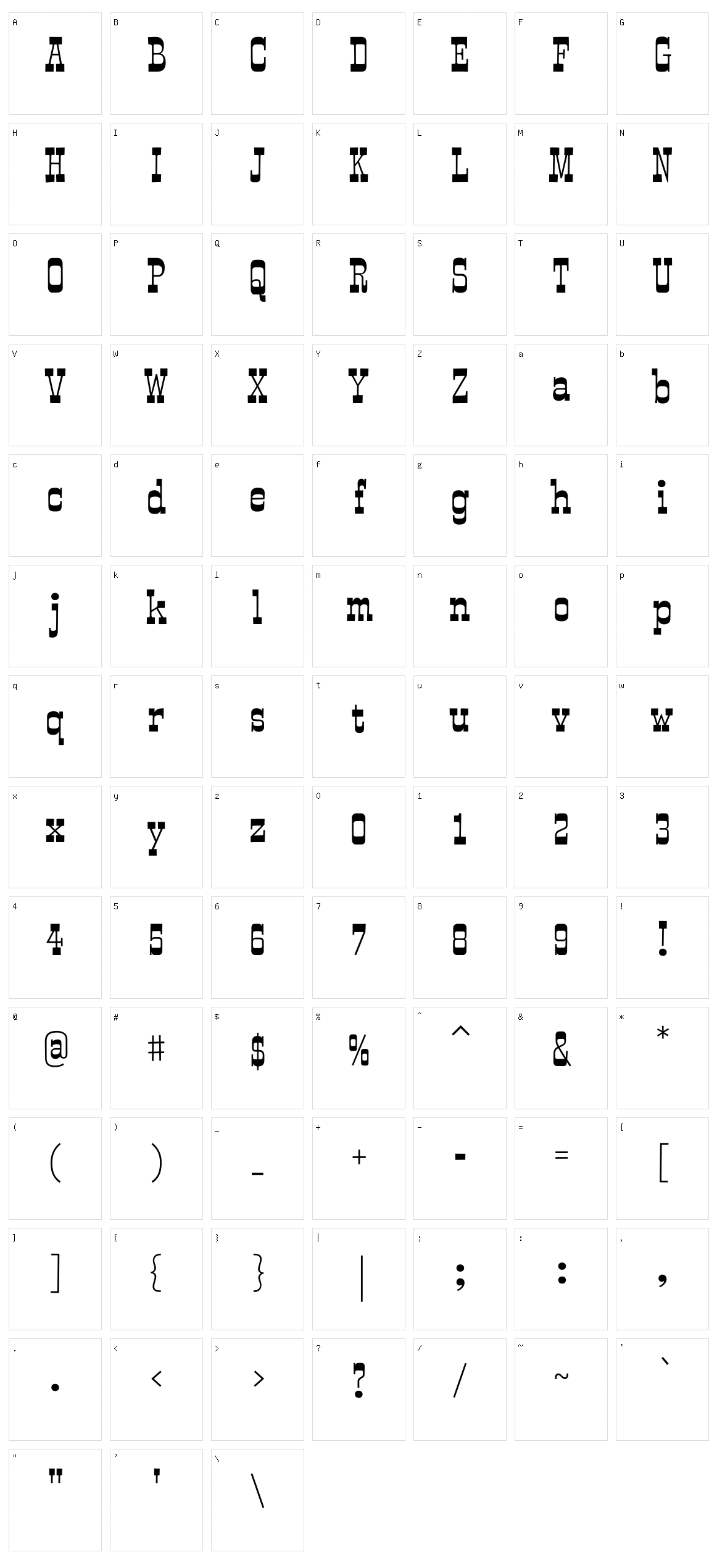 Smokum Character Set