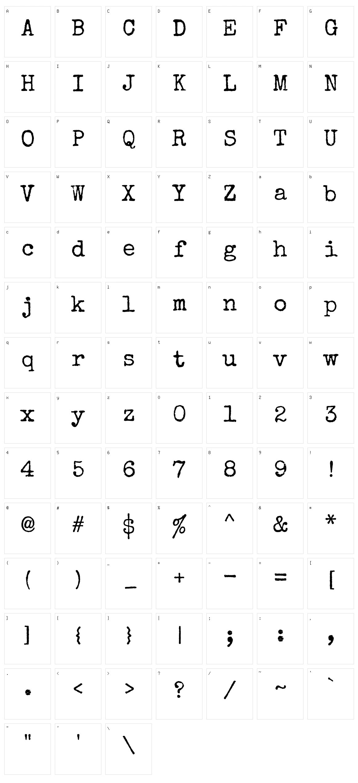 Special Elite Character Set