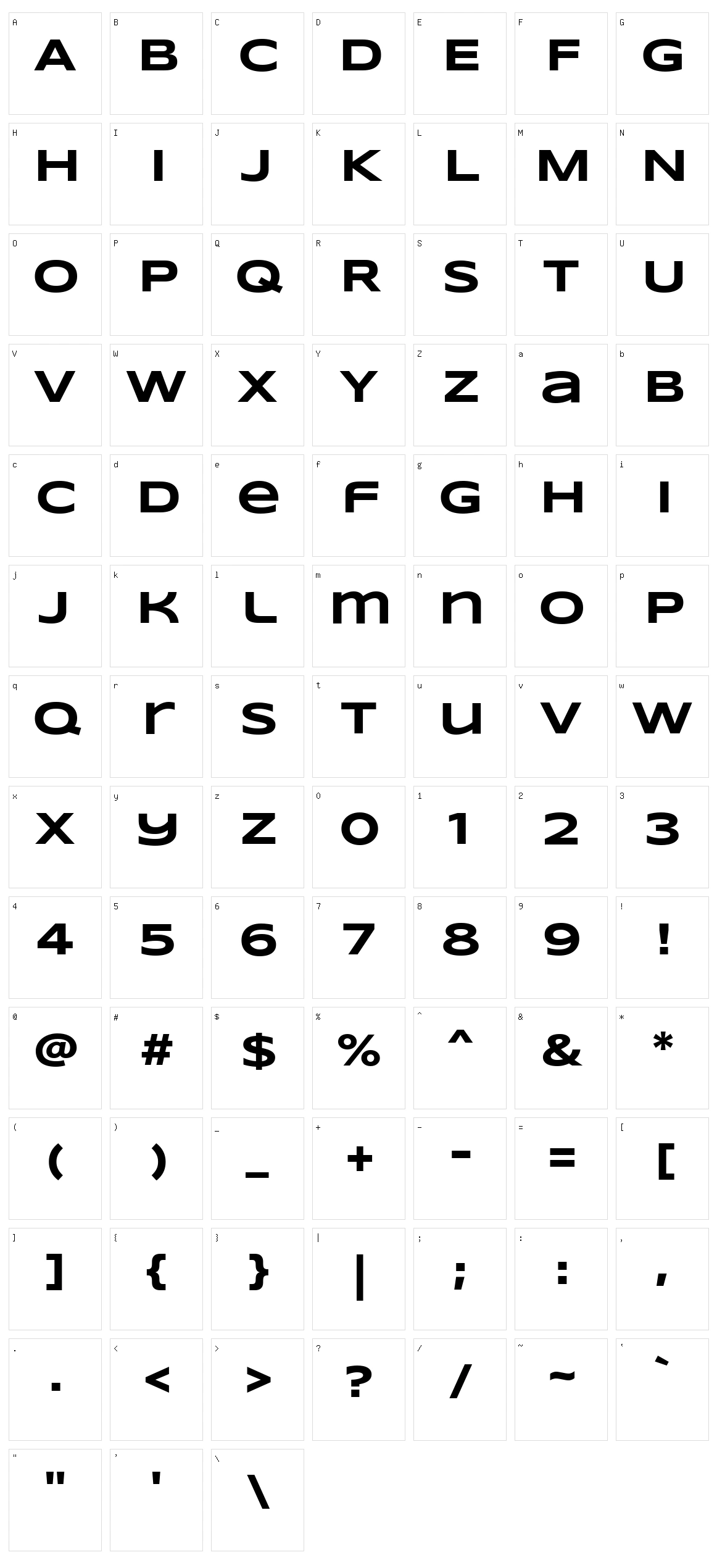 Syncopate Character Set