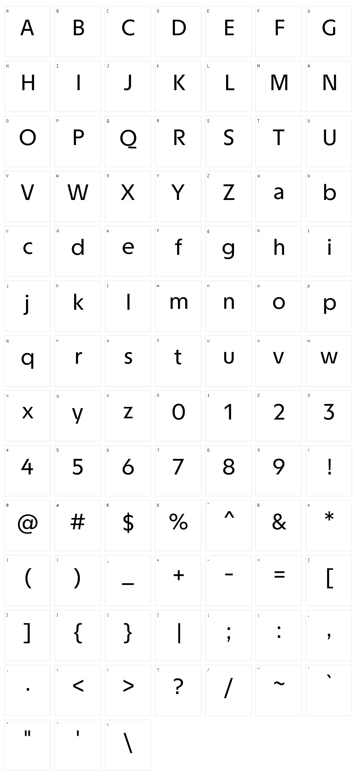 TASA Explorer Character Set