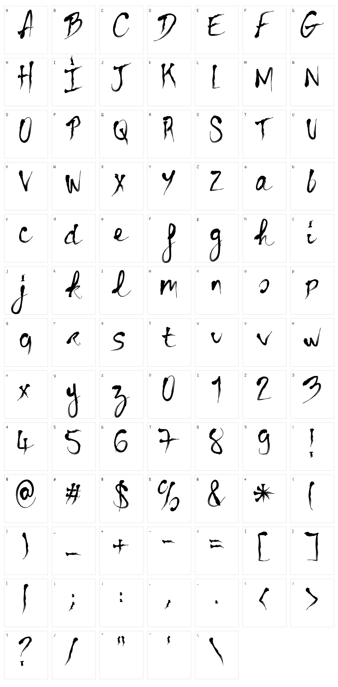 Bloody Cre Character Set