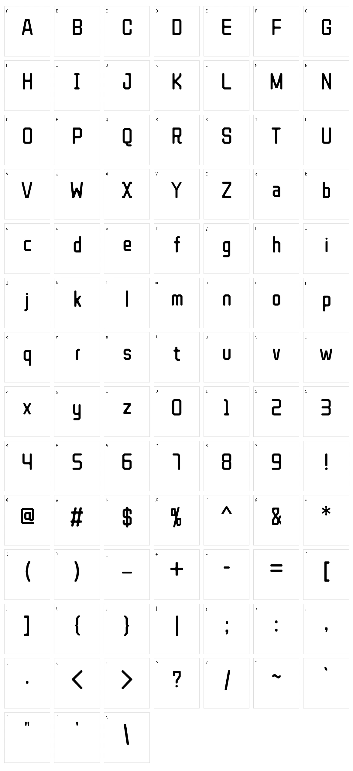 WDXL Lubrifont JP N Character Set