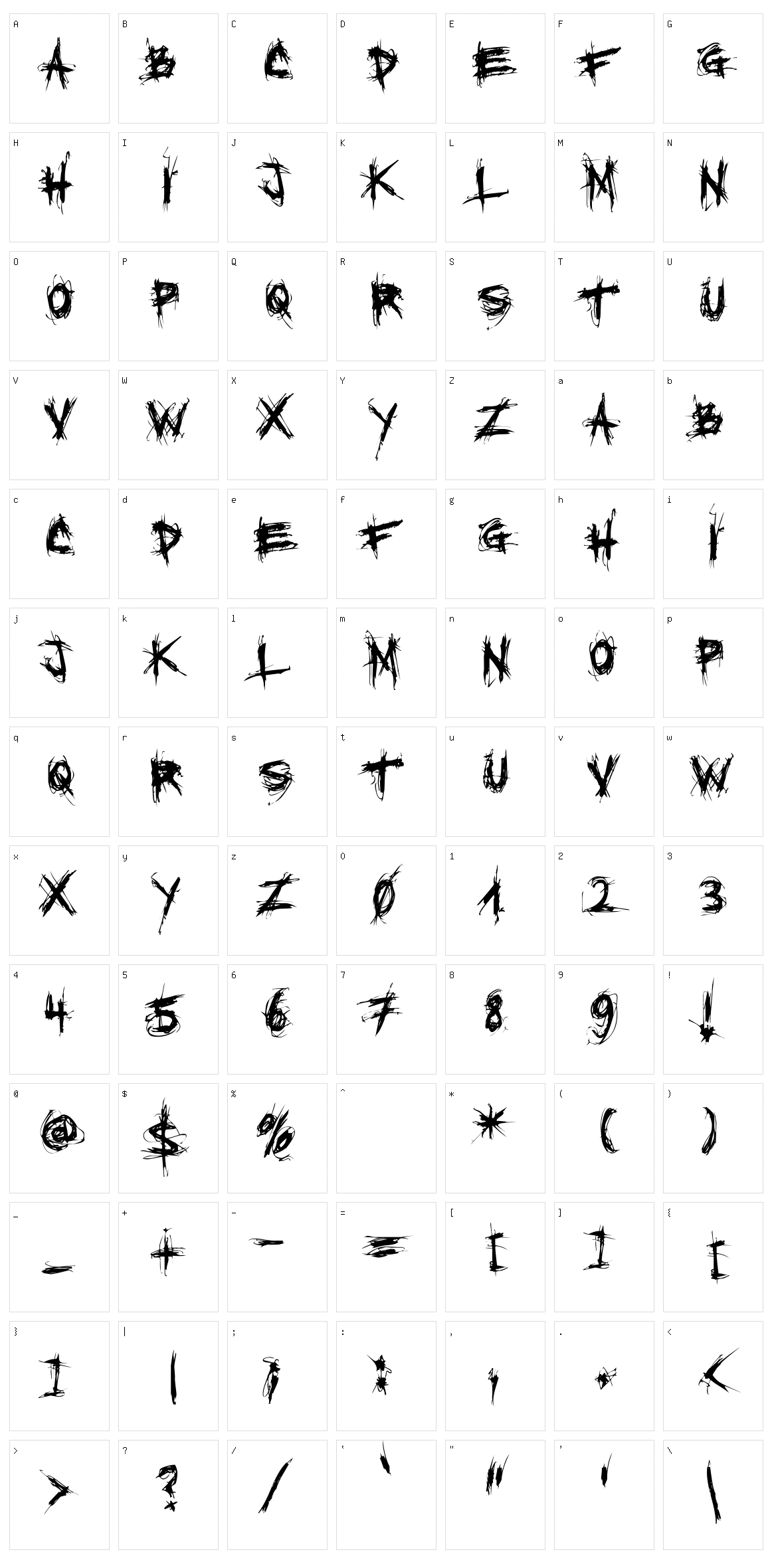 XXII Scratch Character Set