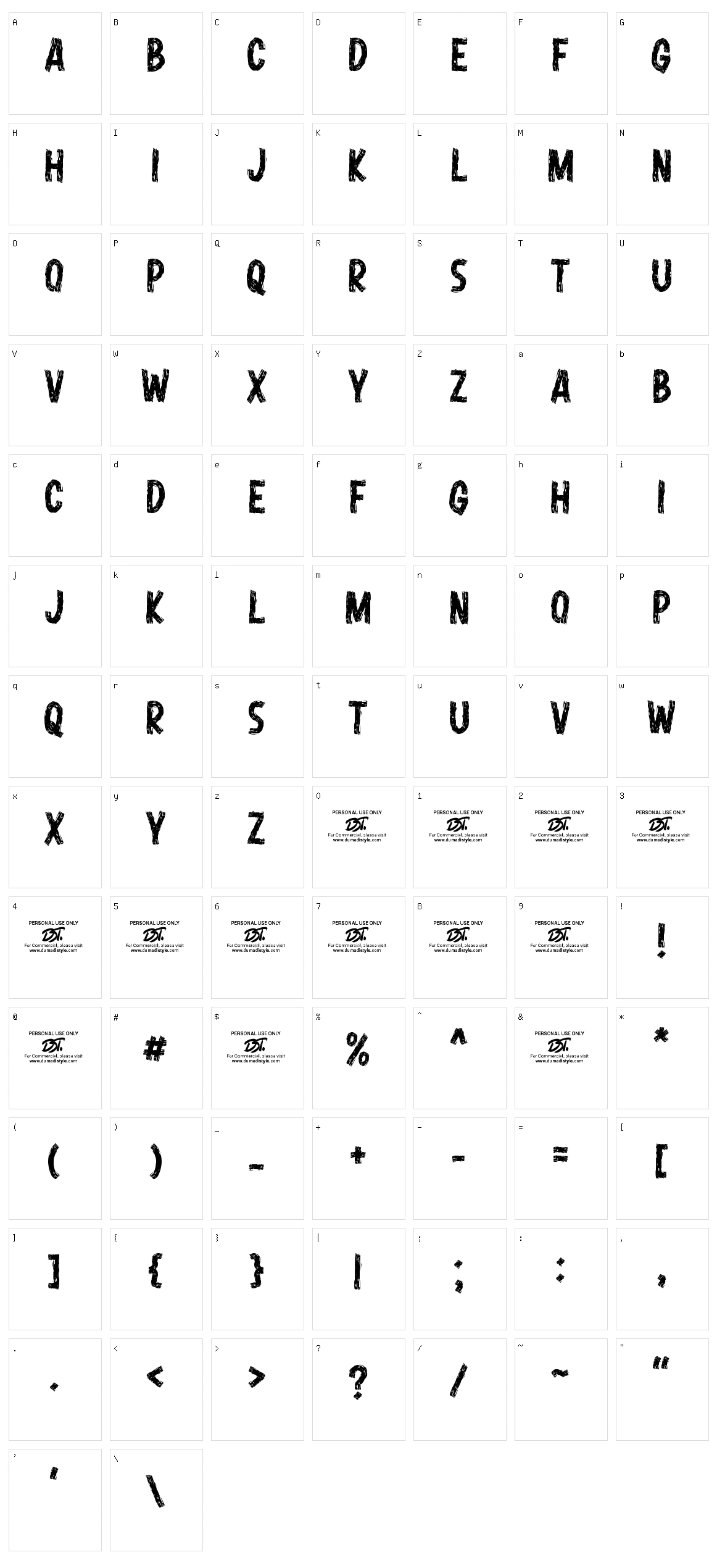 Buco Nero Character Set