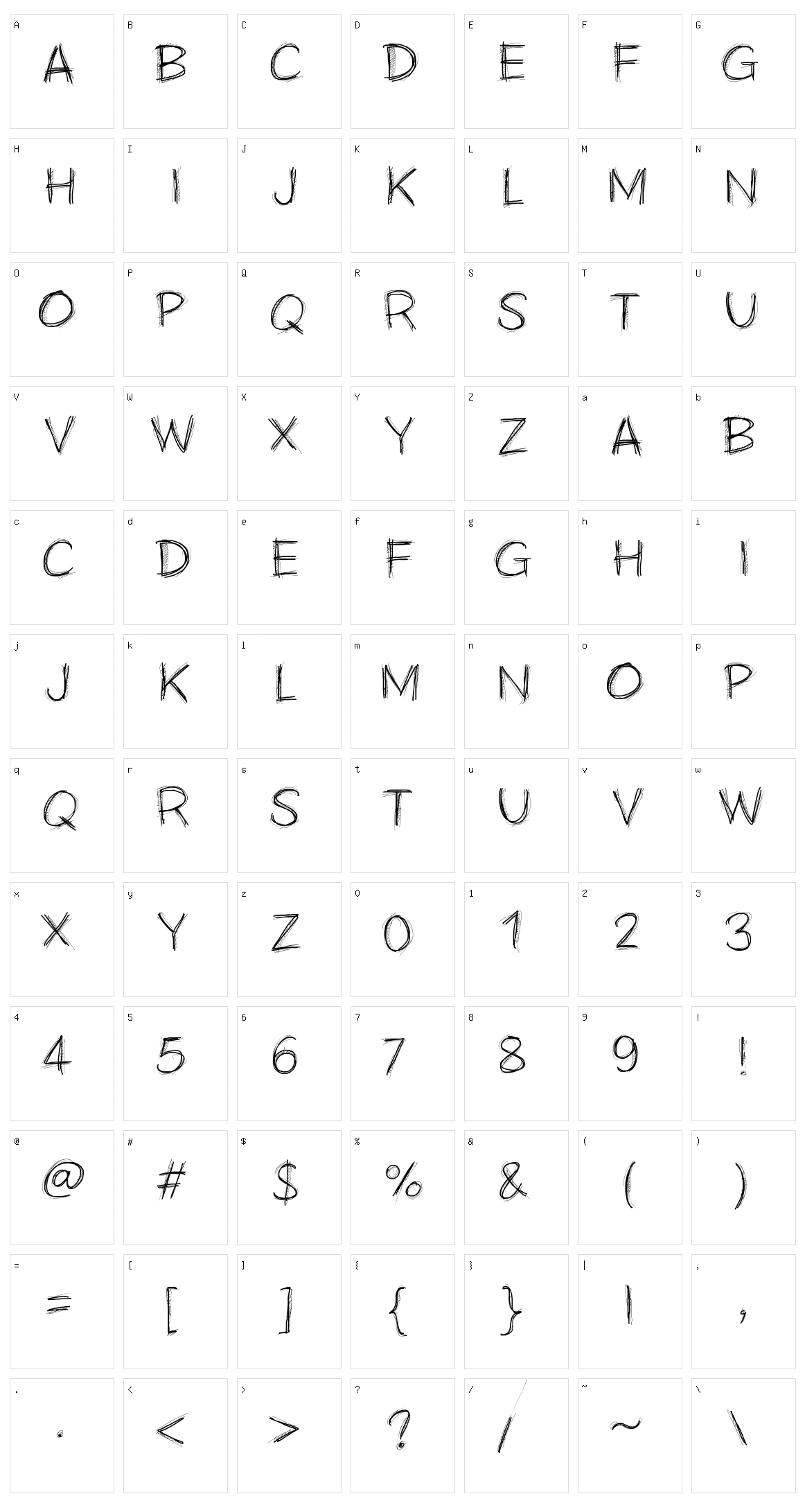 PW Scratchy Character Set