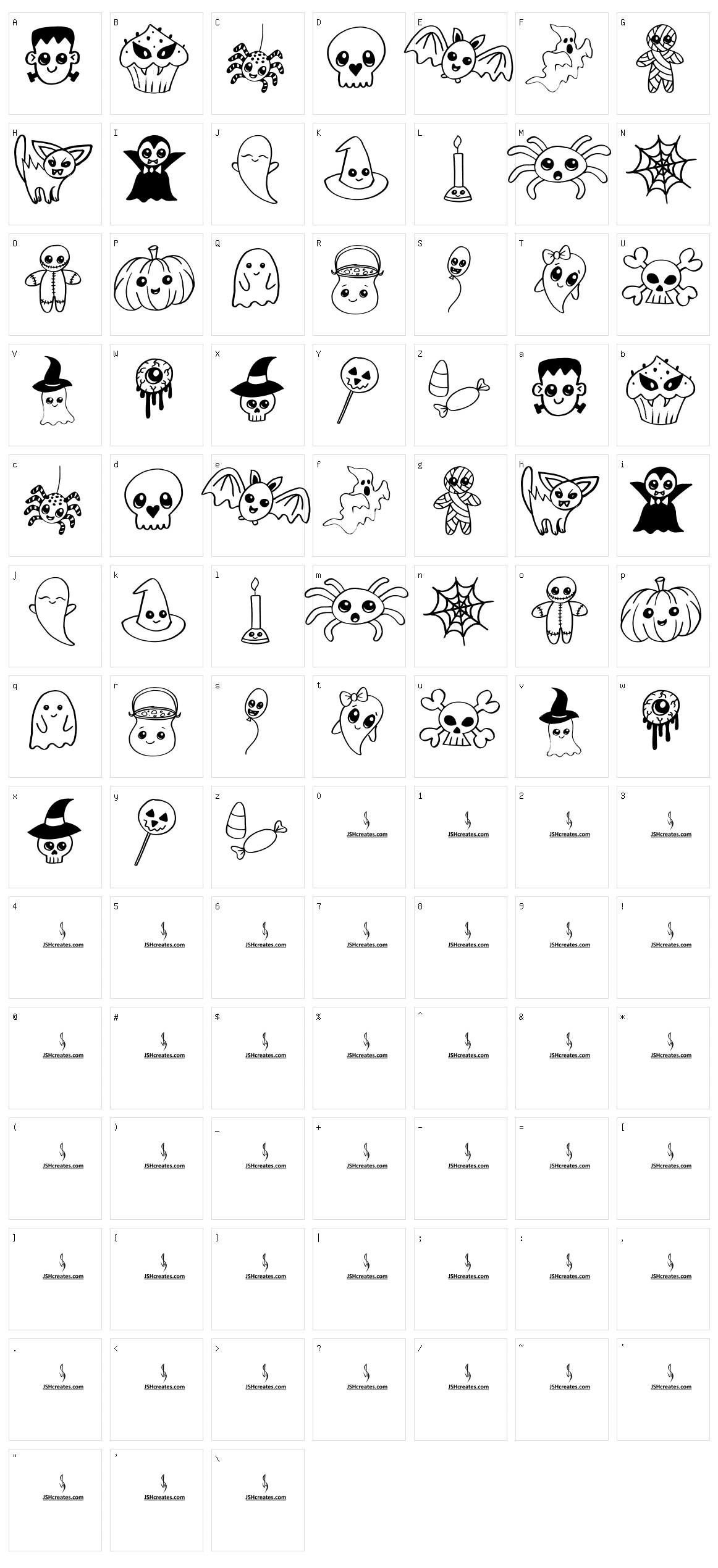 Cute Halloween Drawings Character Set