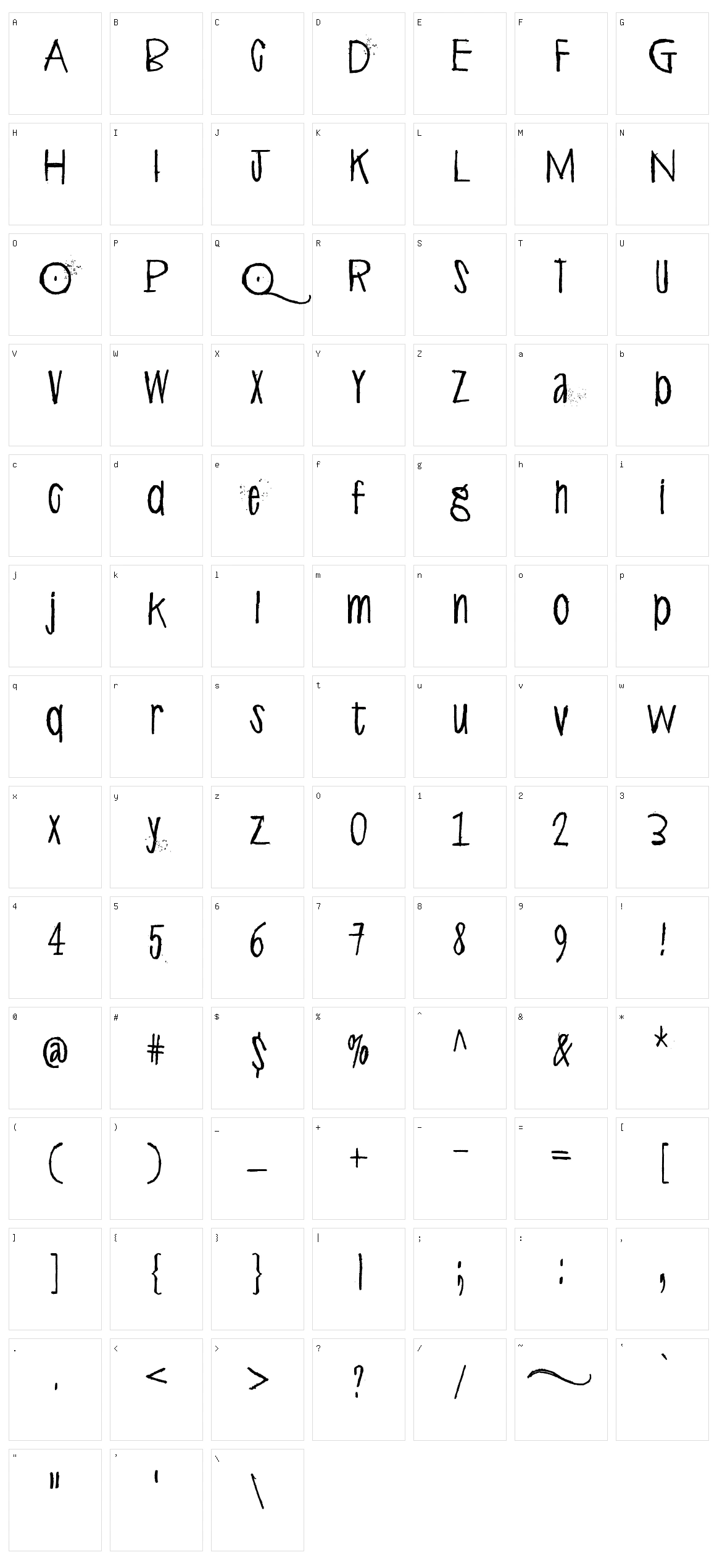 Alphabet Minus Eighty Character Set