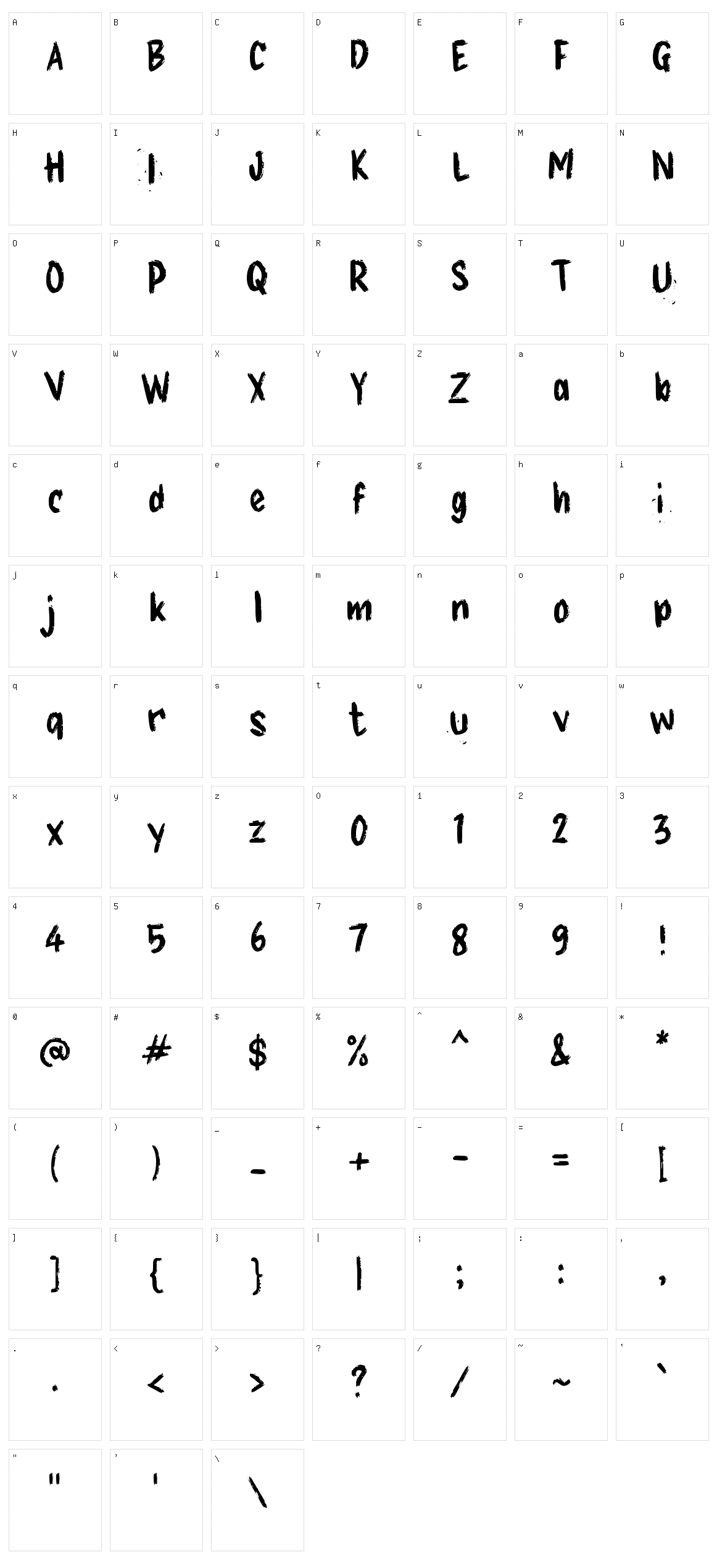 g Grungink Character Set