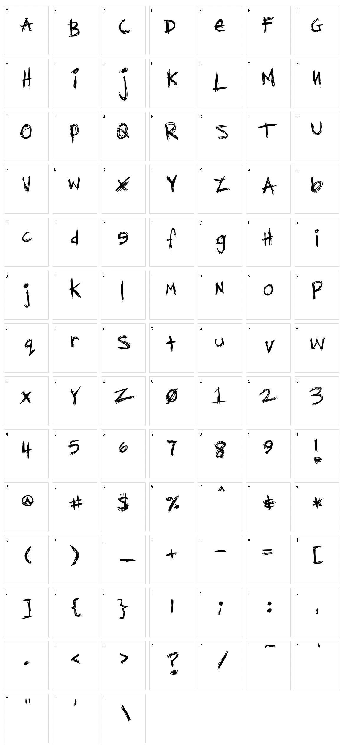 Diediedie Character Set