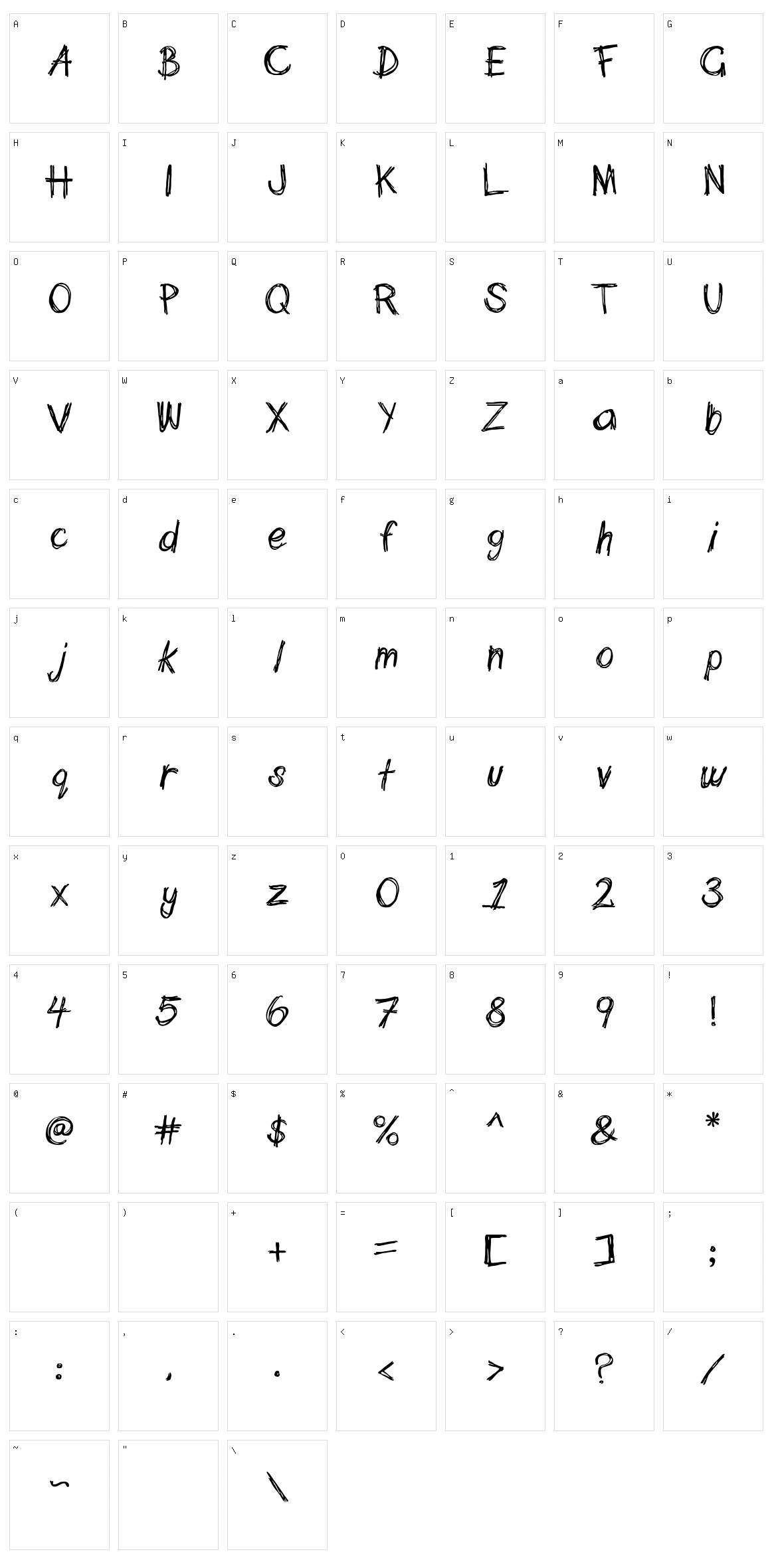 Scribblett Character Set