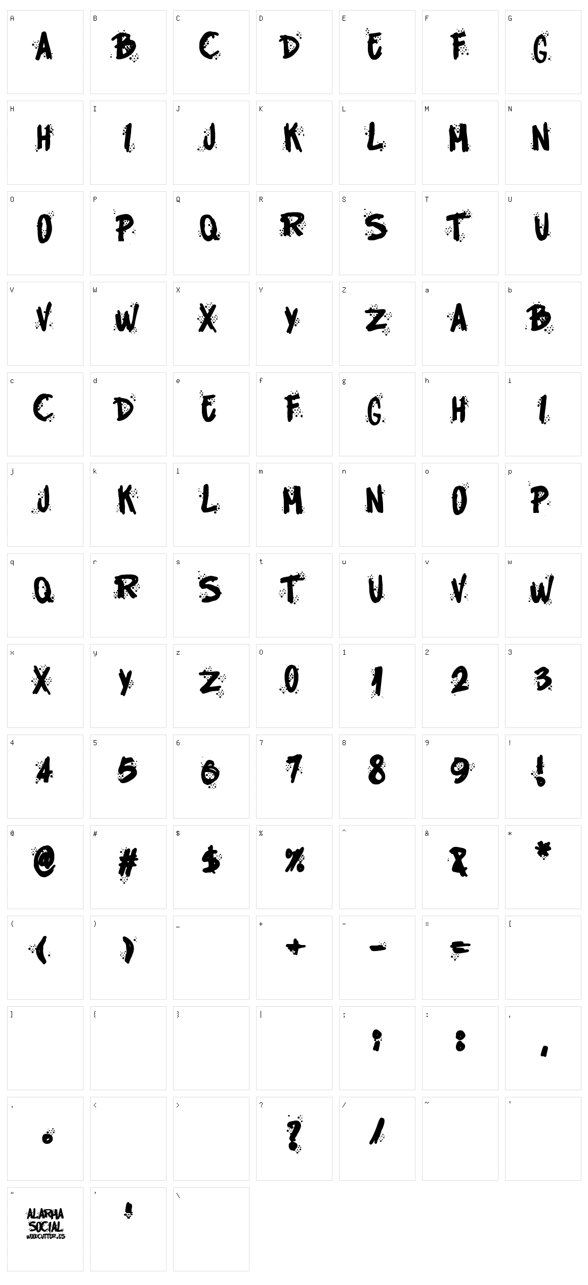Alarma Social Character Set