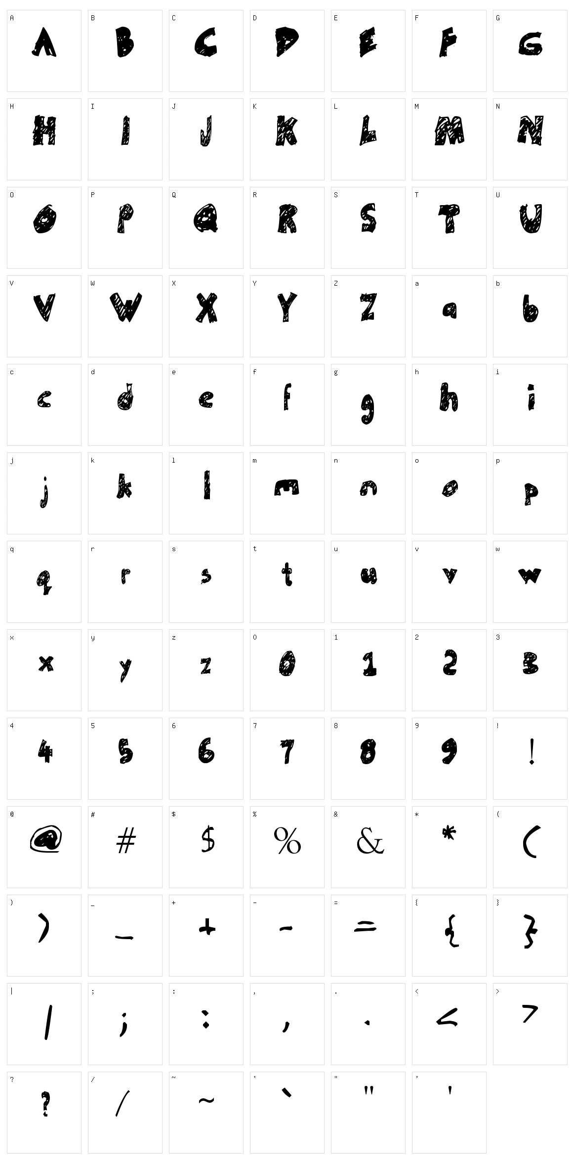 Un-finished Character Set