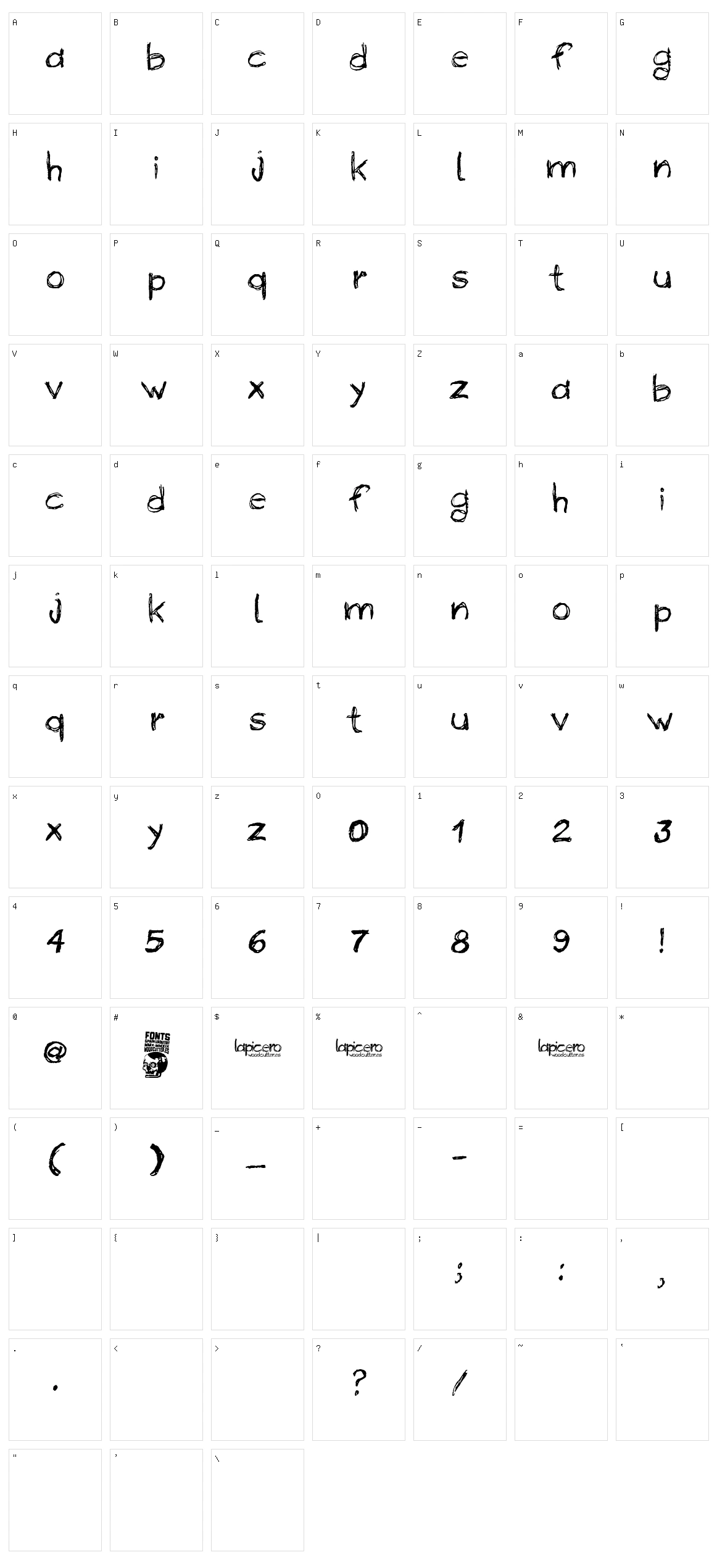 Lapicero Character Set