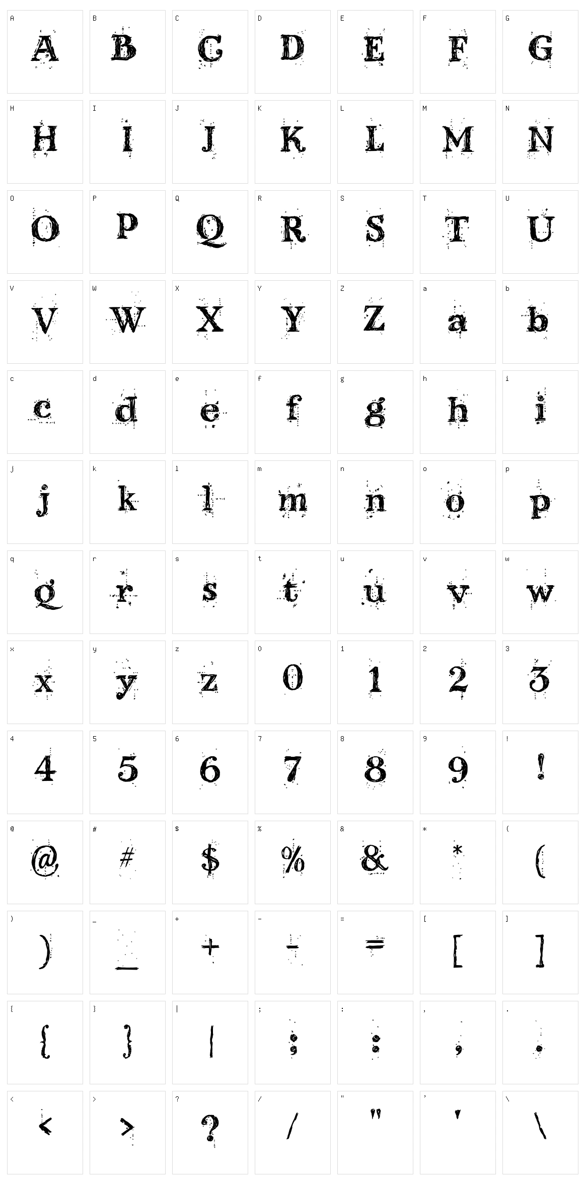 Kingthings Scrybbledot Character Set