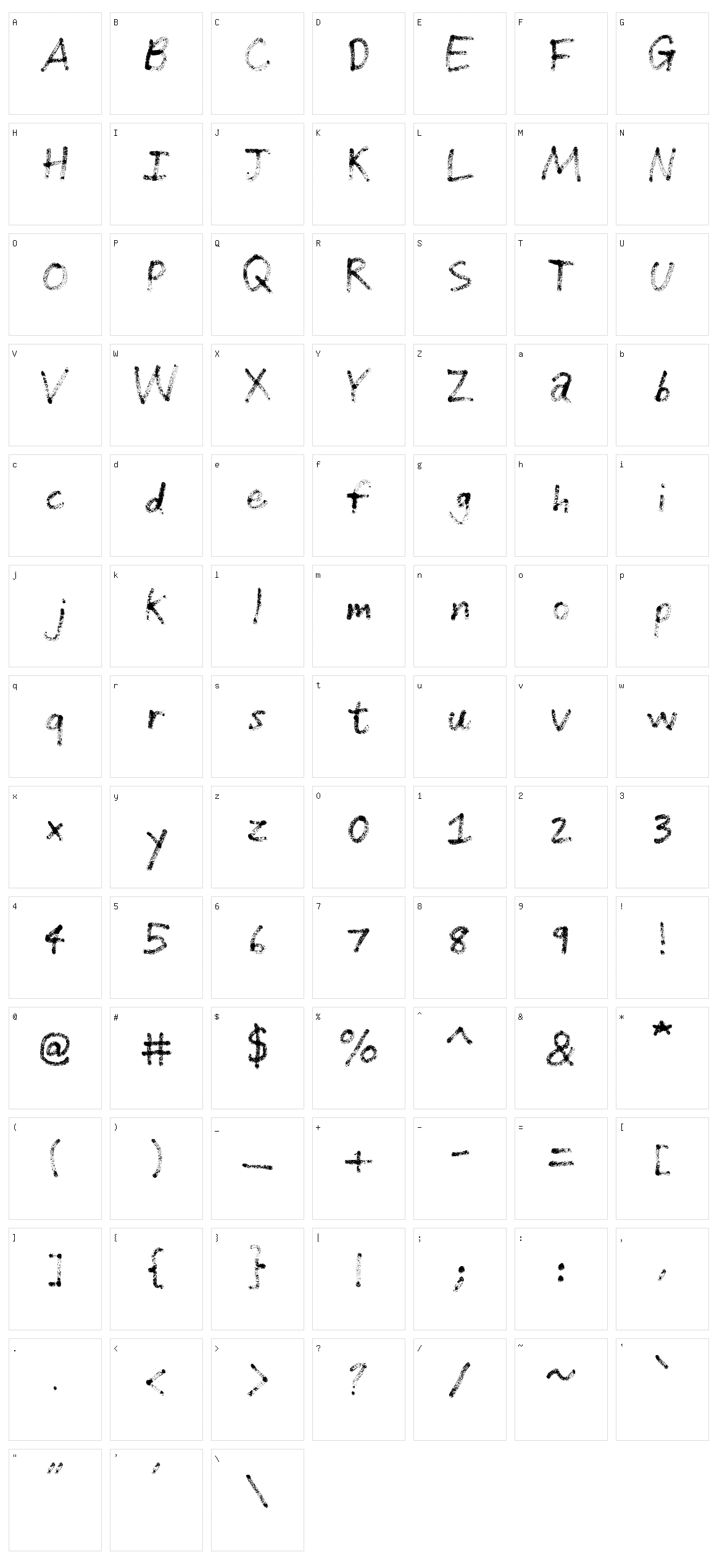 Grunge Handwriting Character Set