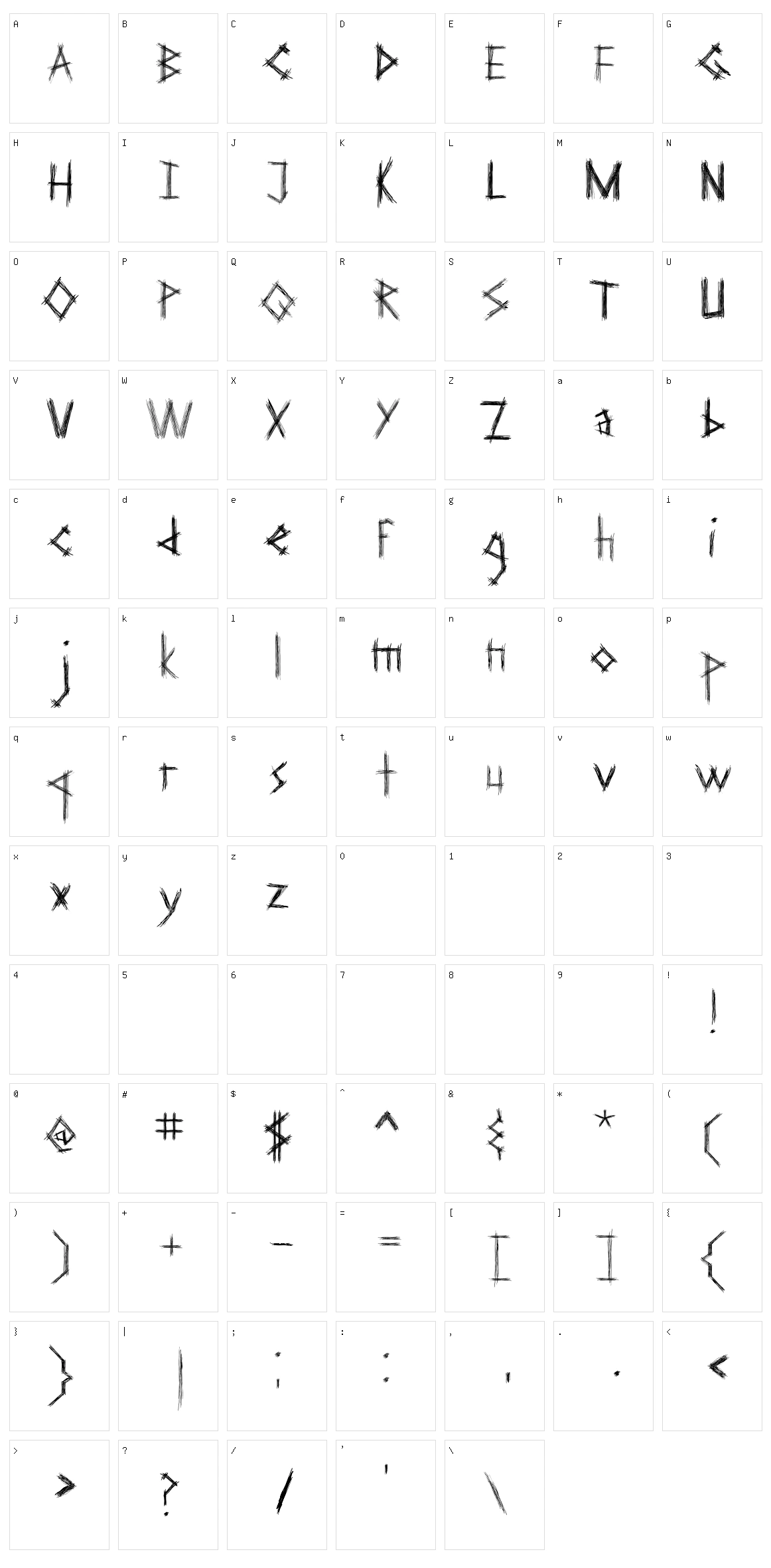 Cakar Ayam Character Set