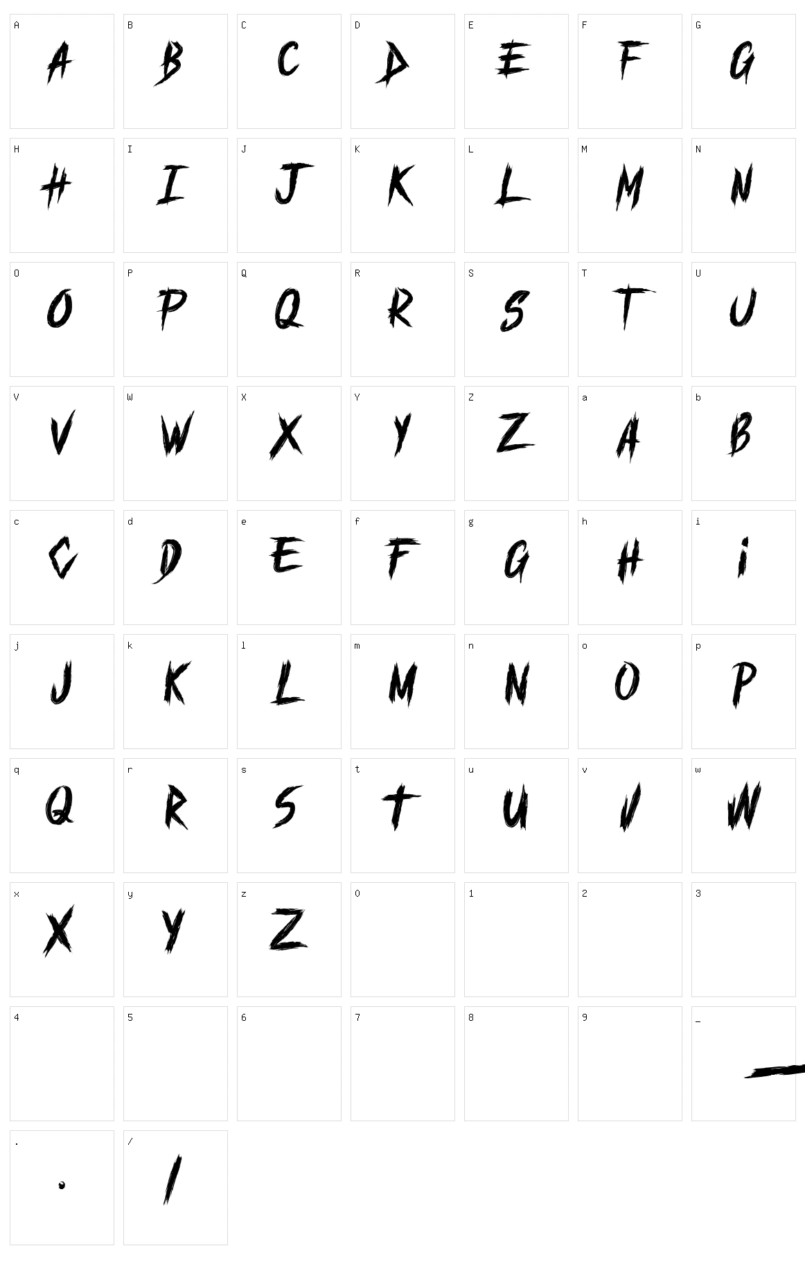 Mayhend Character Set