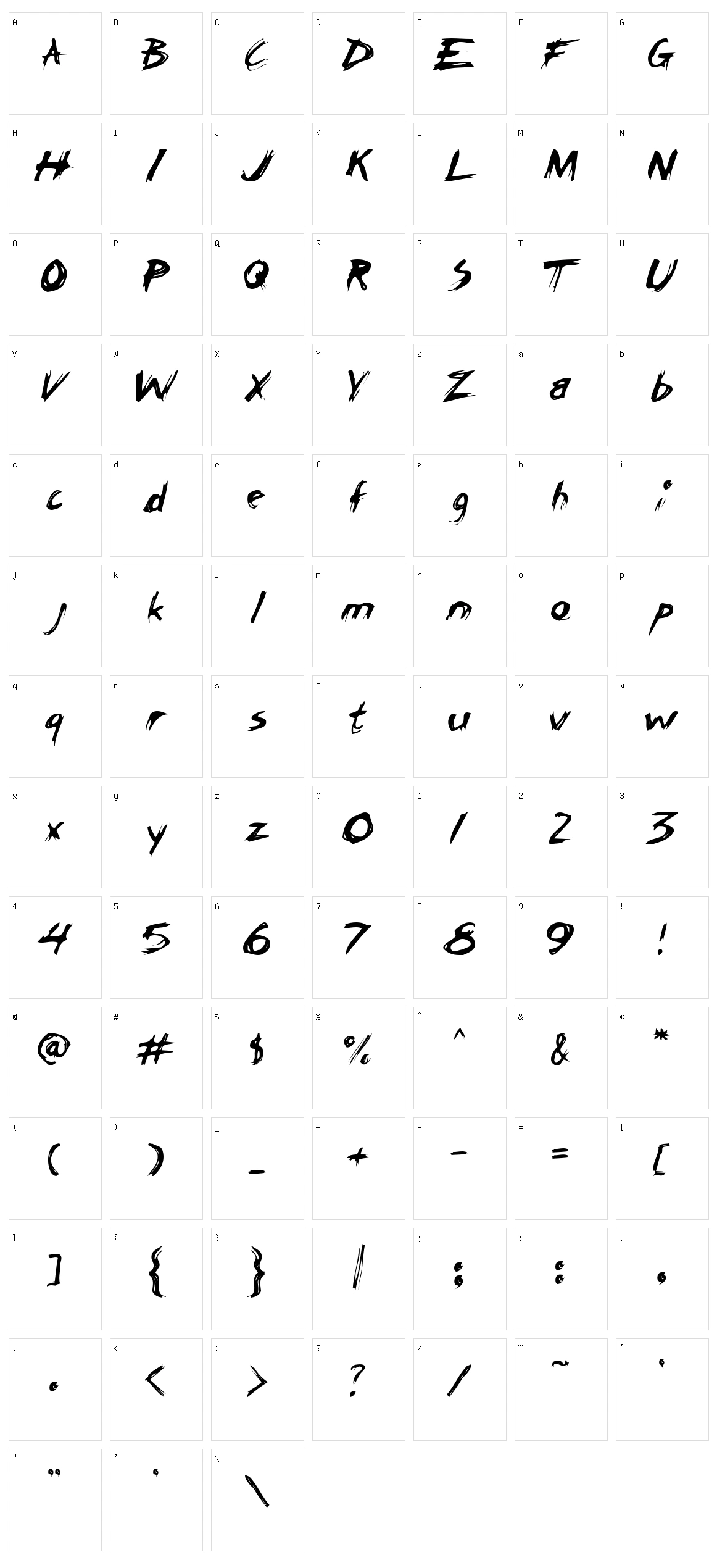 Chicken Scratch AOE Character Set