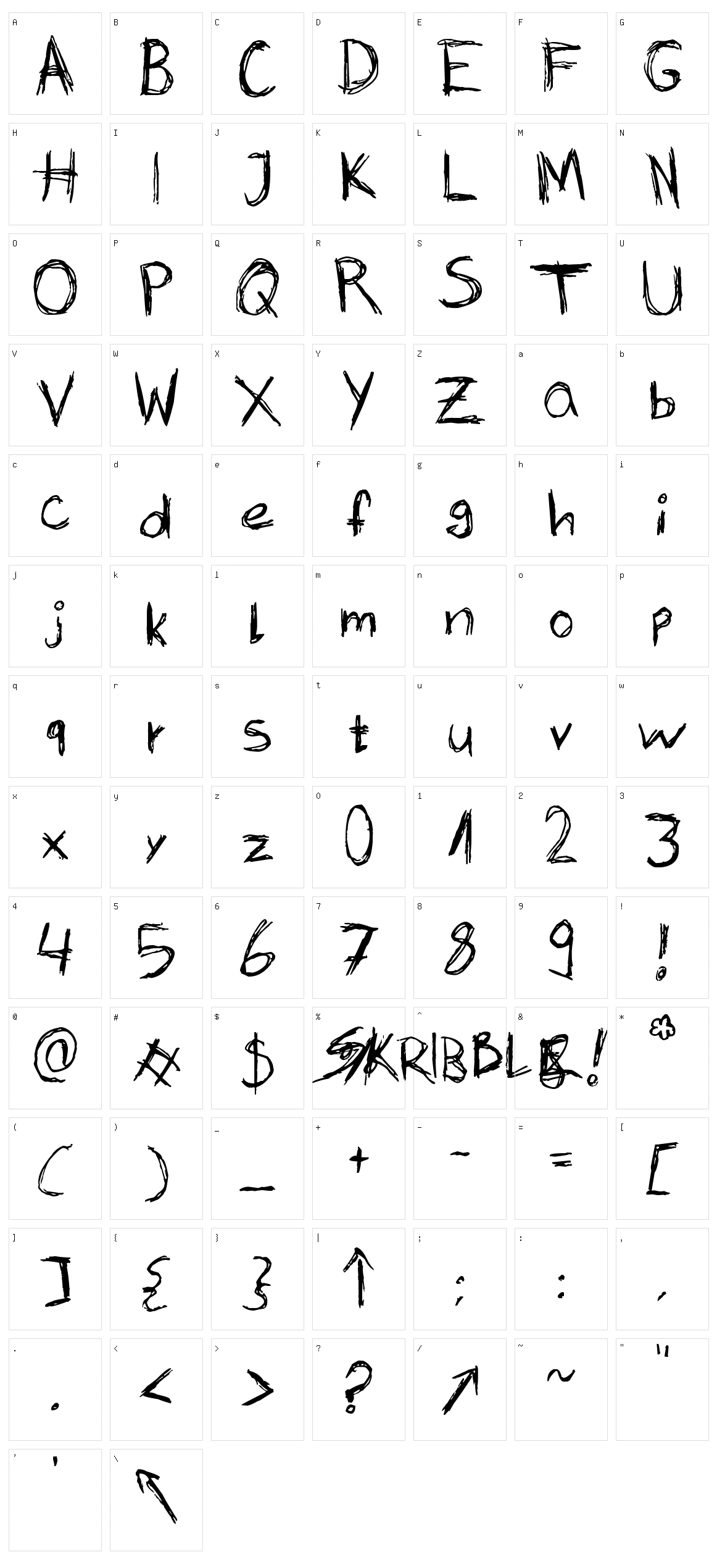 Skribble Character Set
