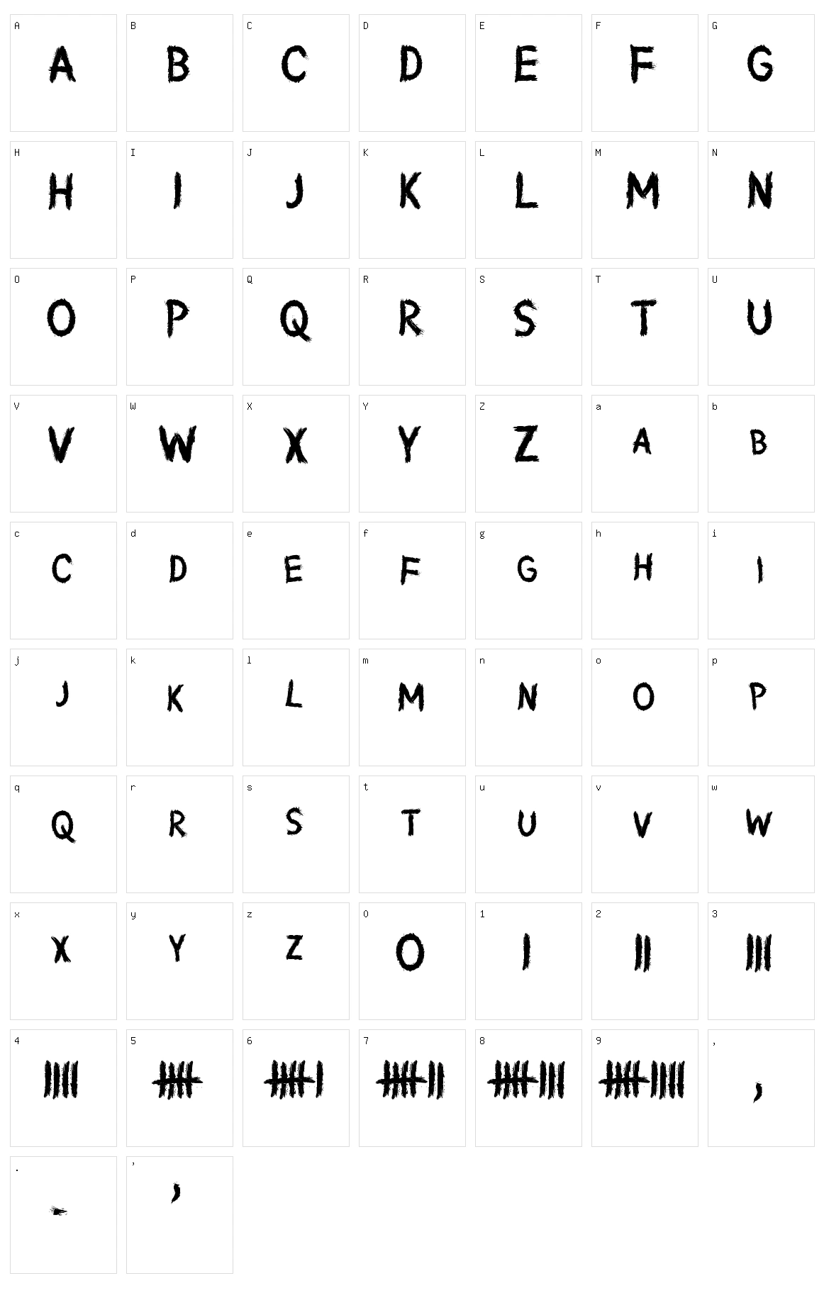 Writing Without Ink Character Set
