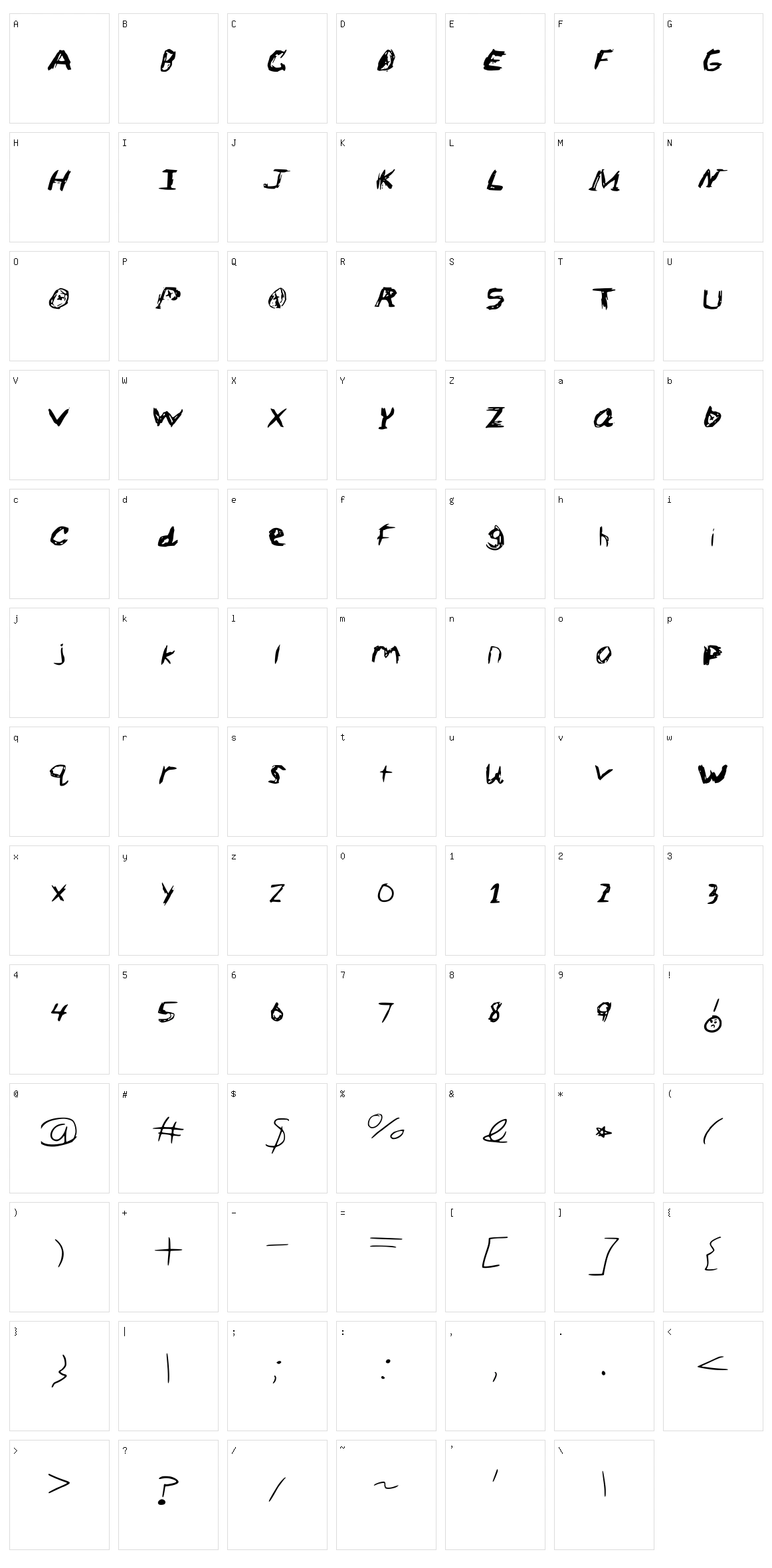 Sketch Scoring Font Character Set