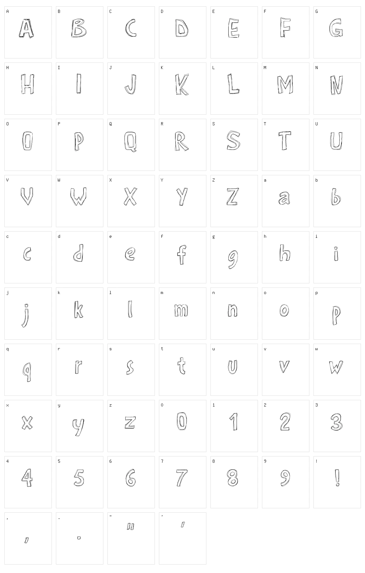 PW Roughs Character Set