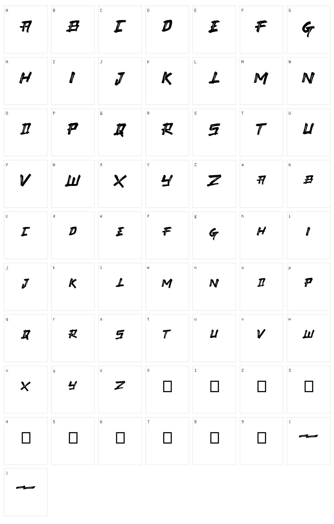 Takasih Character Set