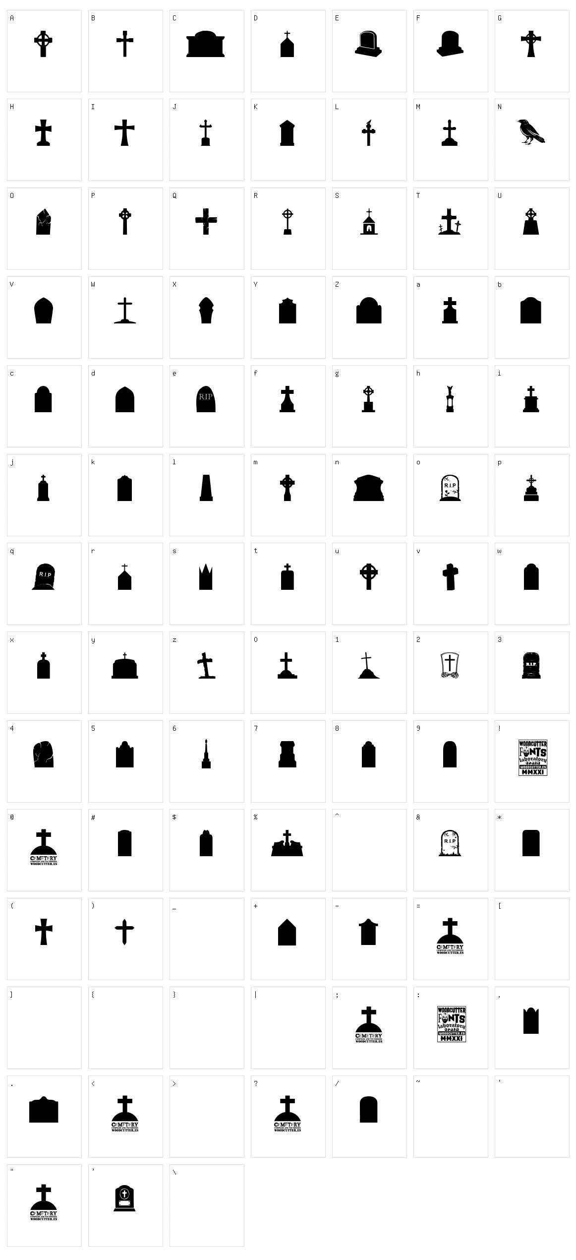 Cemetery Icons Character Set
