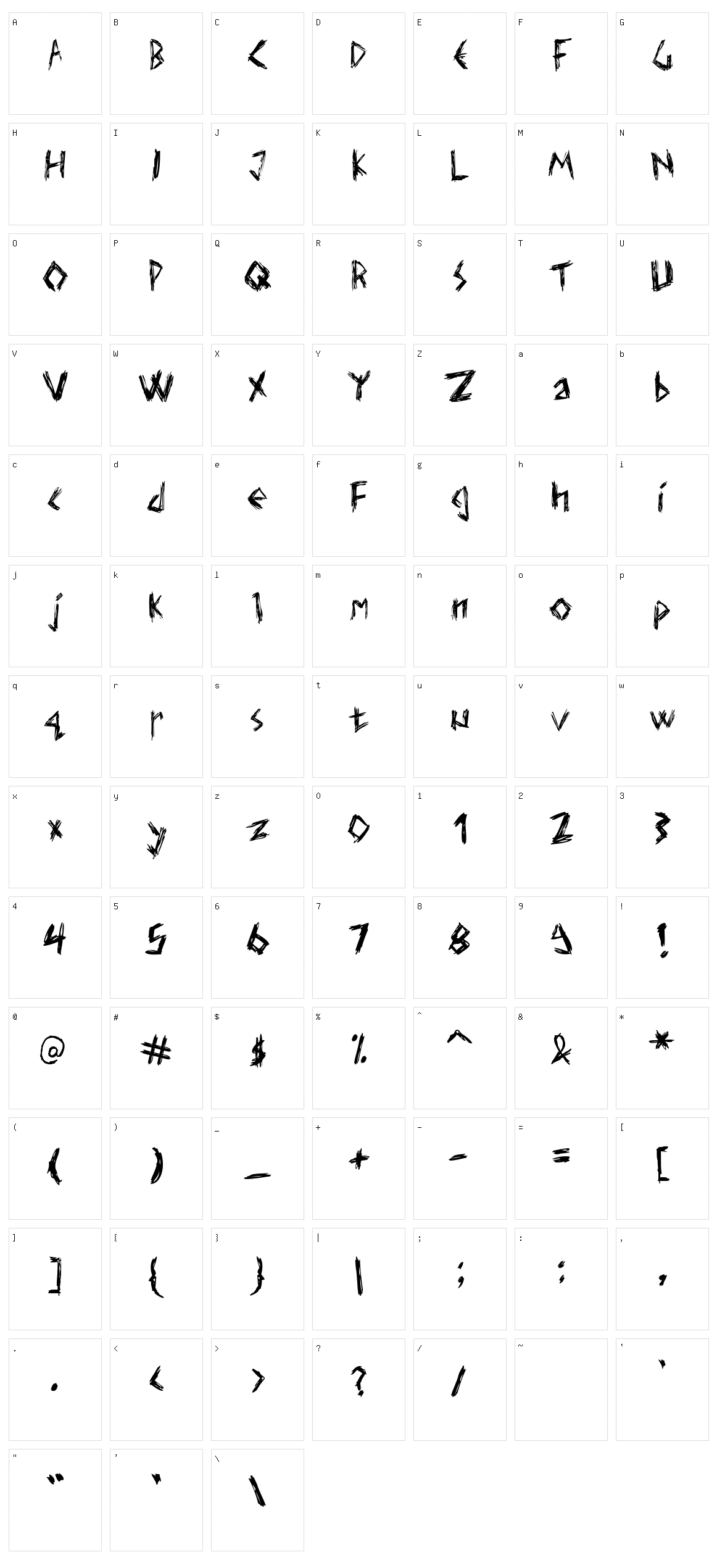 Elmar's Scratch Type Character Set