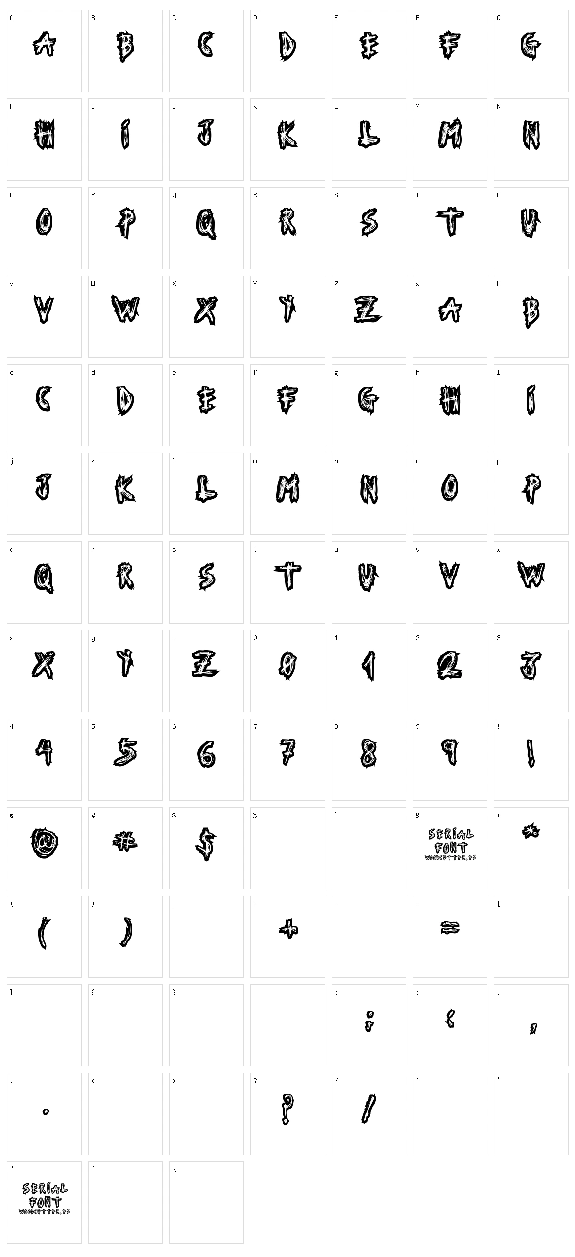 Serial Font Character Set