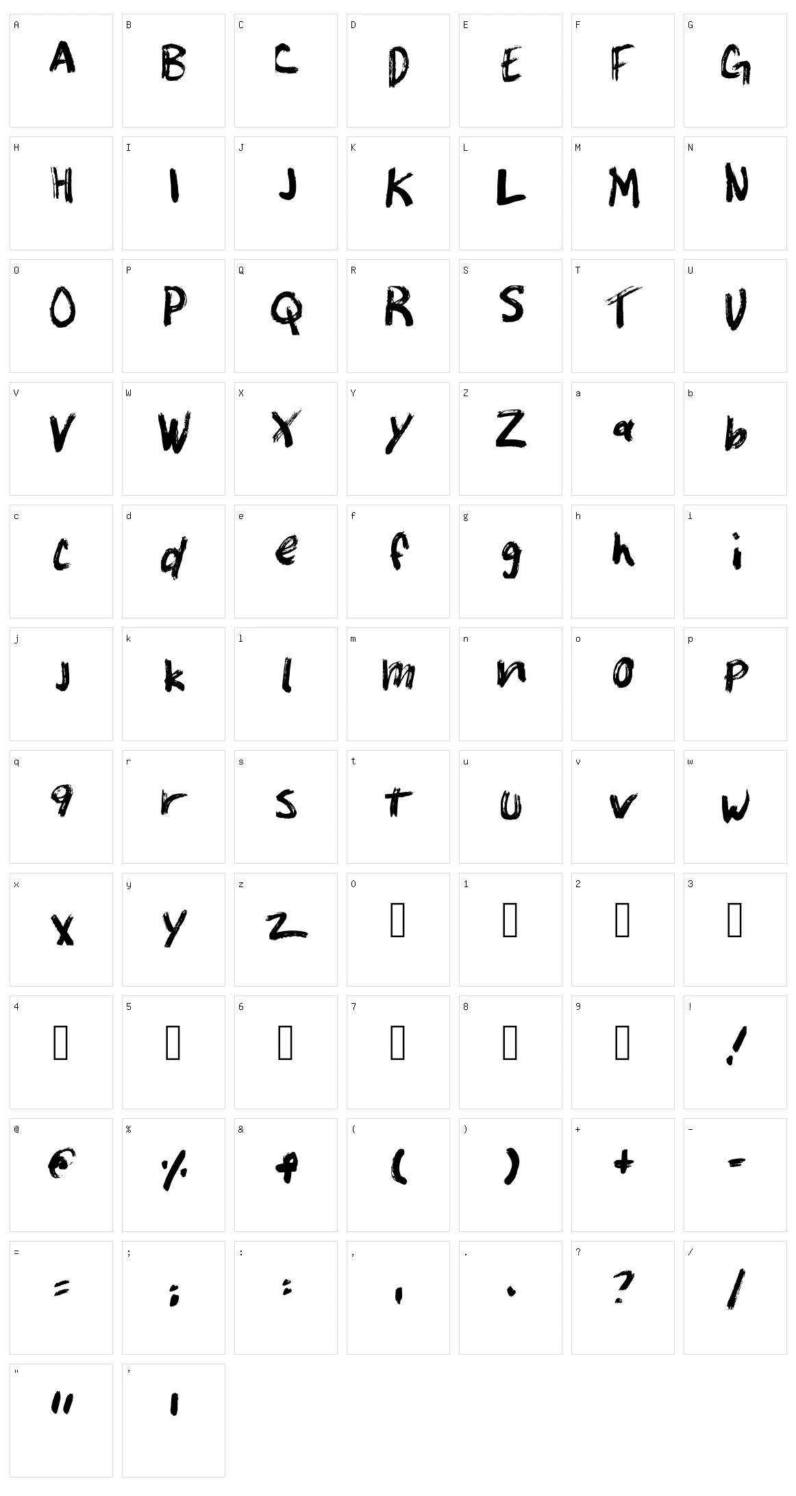 Unkempt Penmanship Character Set