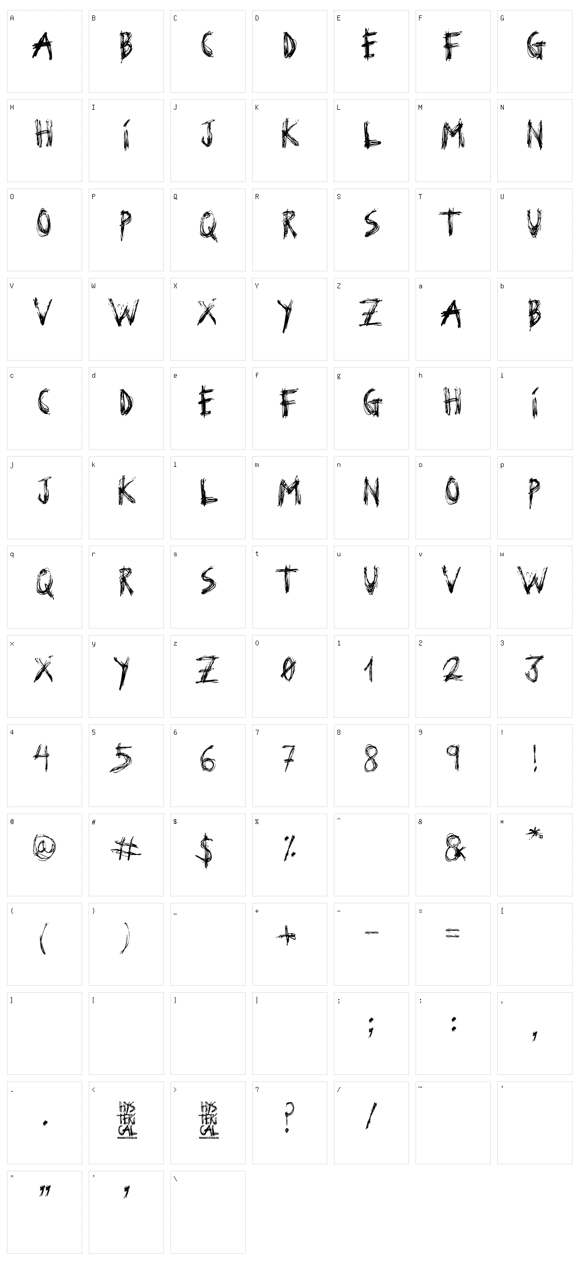 Hysterical Character Set