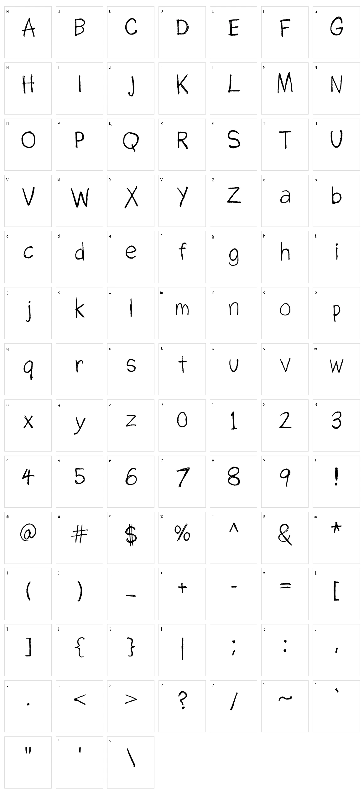 Paf Standard Character Set