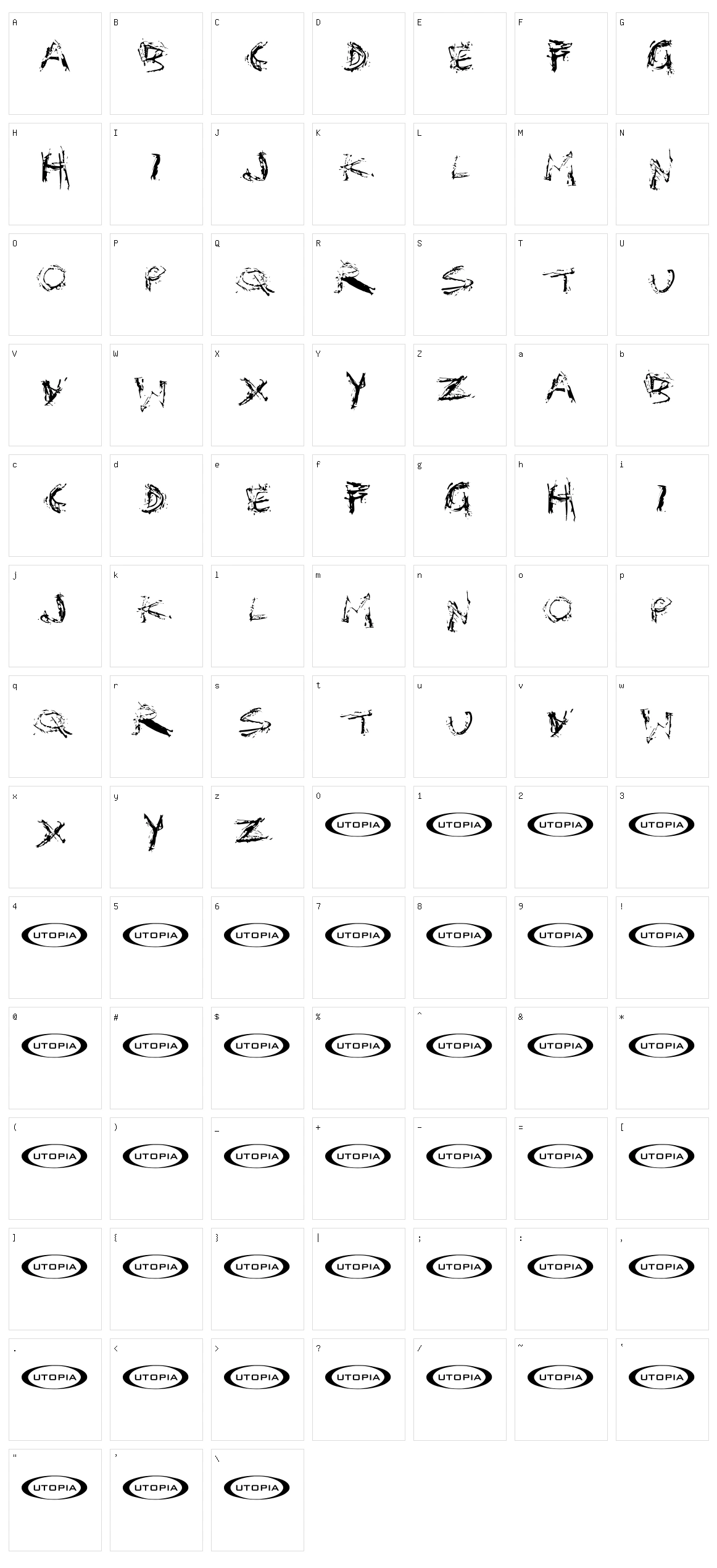 Distortia Character Set