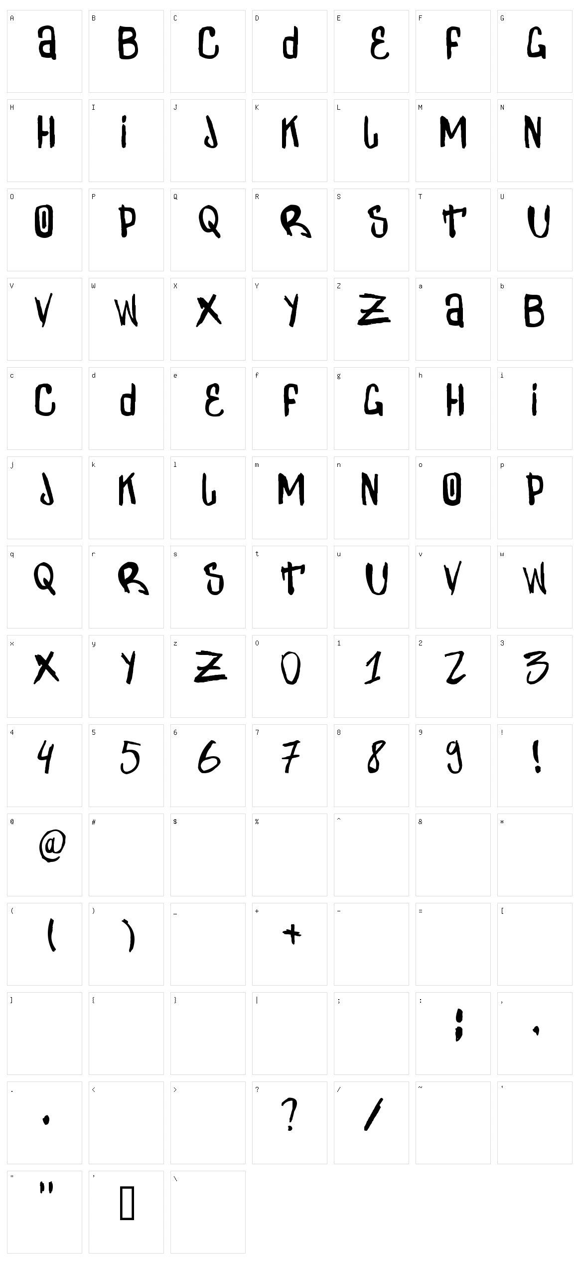 Zdarx Character Set