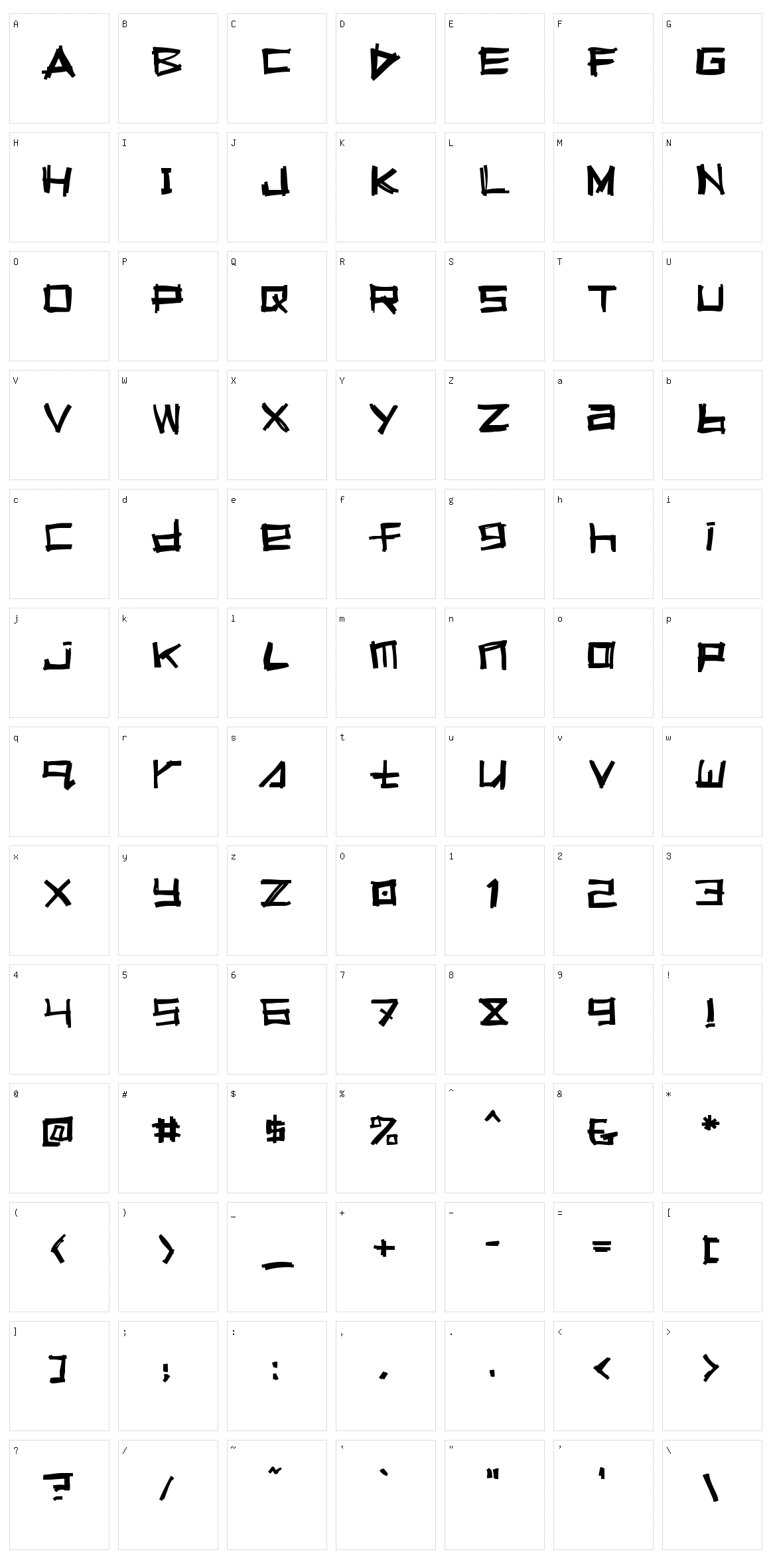 Squeeg Character Set