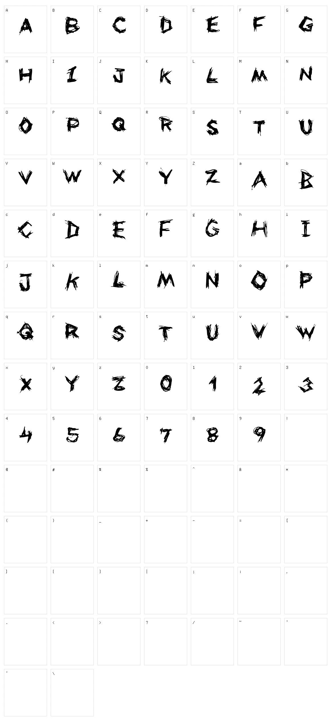 Uneasy Character Set